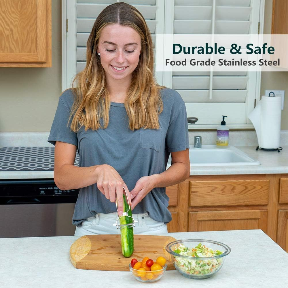 Stainless Steel Vegetable Peeler for Kitchen &ndash; Sharp Y Peeler Carrot Peeler with Ergonomic Handle, Easy Grip Potato Peeler Fruit Peeler, Rust Resistant Veggie Peeler, Easy Clean & Dishwasher Safe image number 2