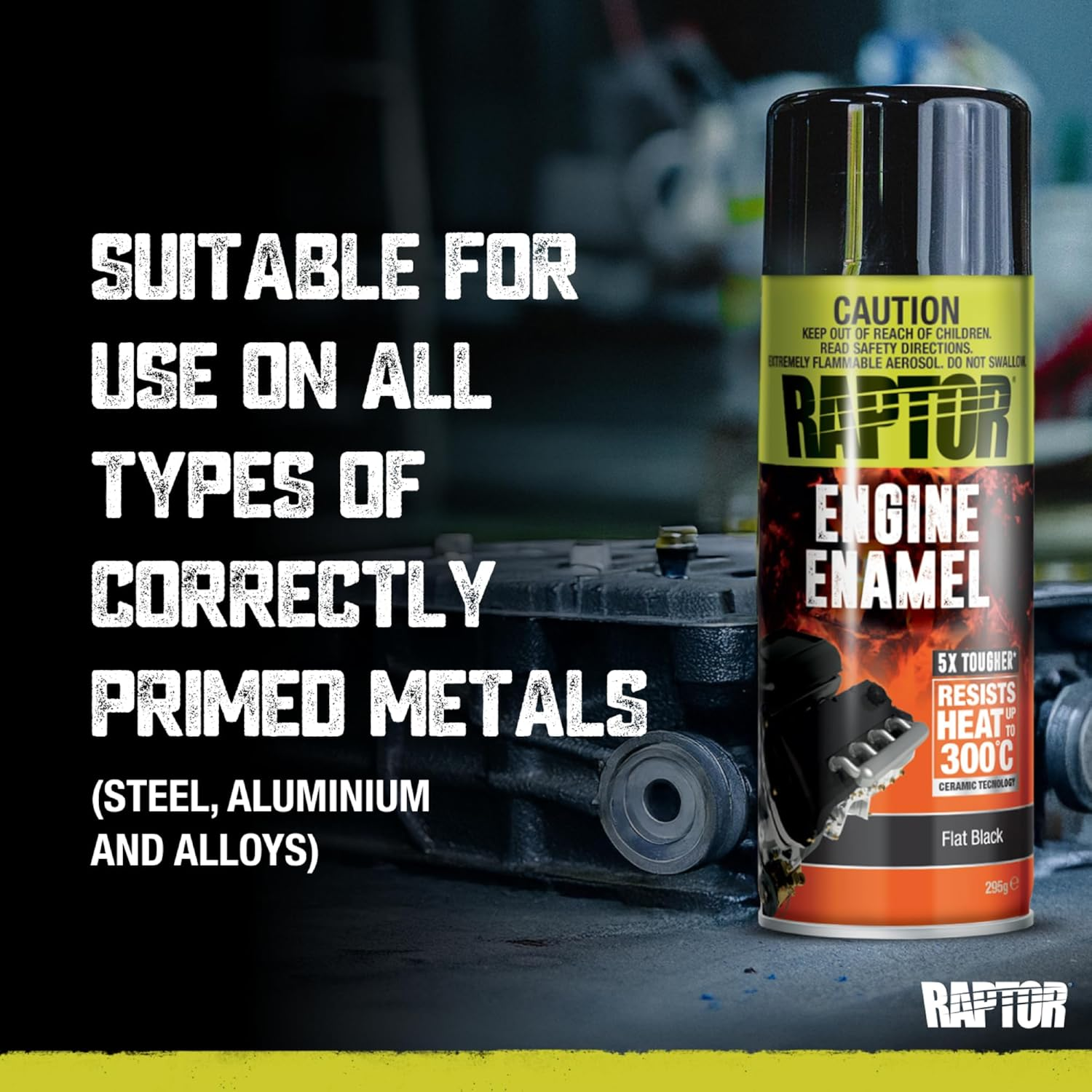 RAPTOR High Temp Engine Enamel, Heat Resistance up to 300&deg;C, Superior Corrosion Resistance, Excellent Adhesion, 5X Tougher than Ordinary Paint, 295G, Flat Black - Flat Black image number 6