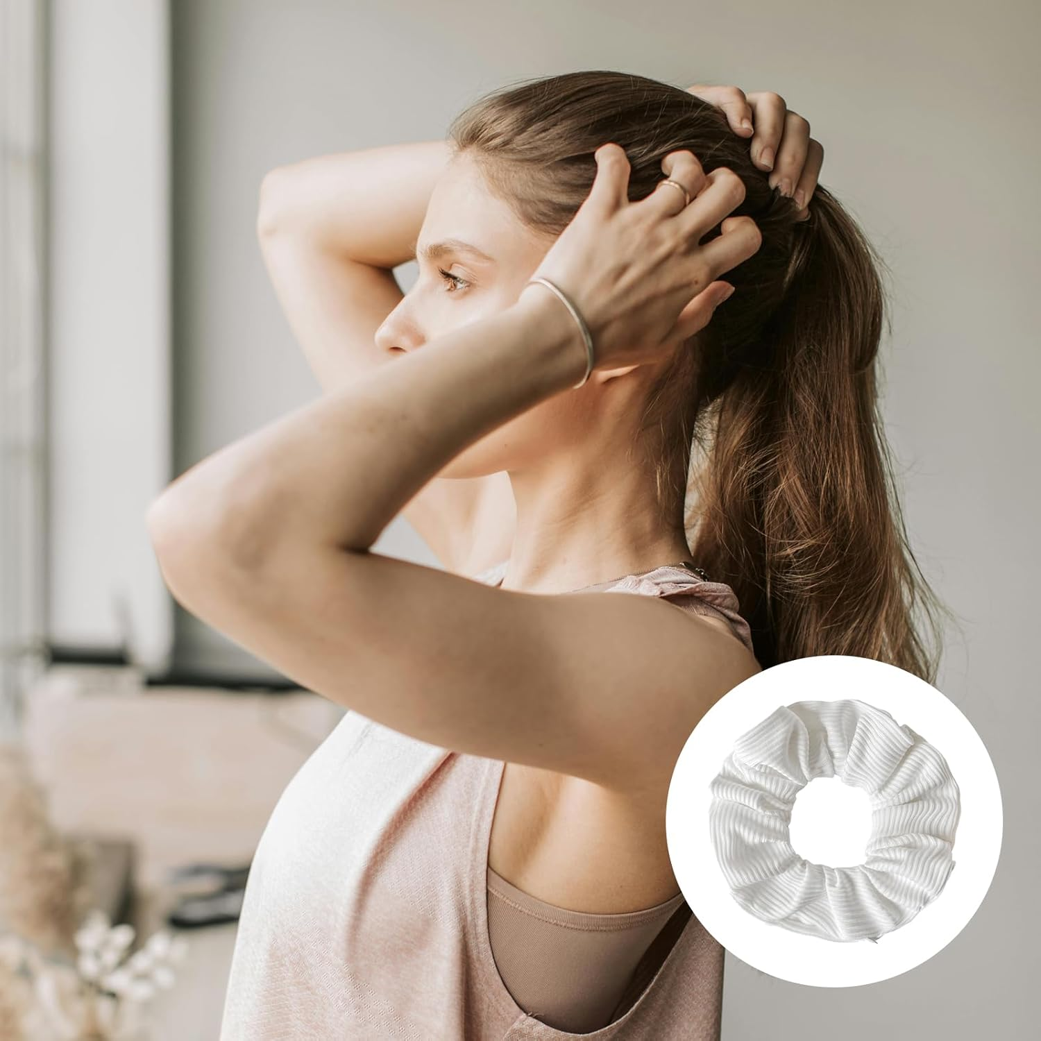 Gurxi Pack of 6 Hair Bobbles with Zip, Scrunchie Scrunchies, Women'S Hair Tie, Velvet Hair Friendly Hair Bobbles, Soft Elastic, Colourful Hair Accessories for Girls, Women, Ponytail image number 1