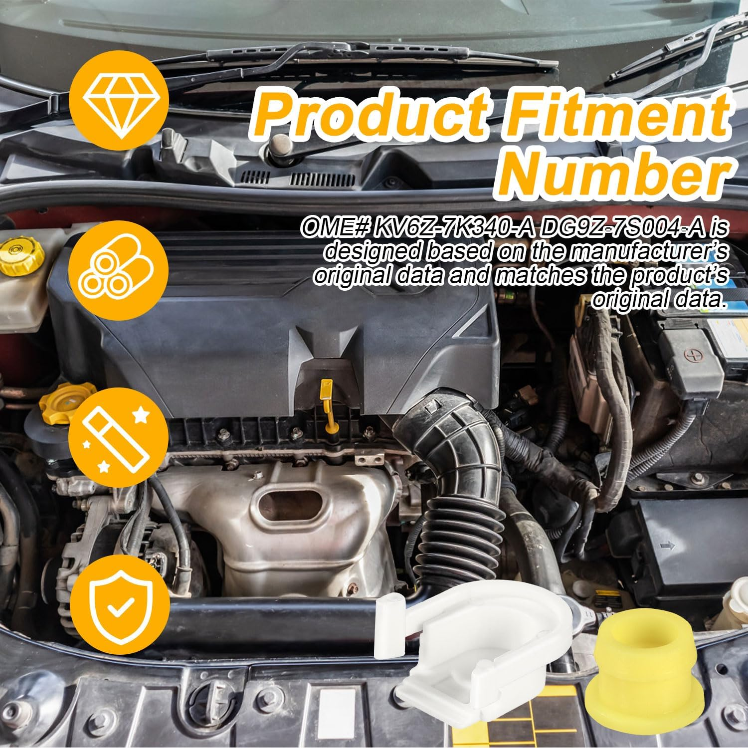 2Pcs Transmission Shifter Bushing Set, OEM# KV6Z-7K340-A Transmission Shifter Cable Bushing and Cap Shift Cable Connector Bushing Car Accessories Compatible with Ford image number 5