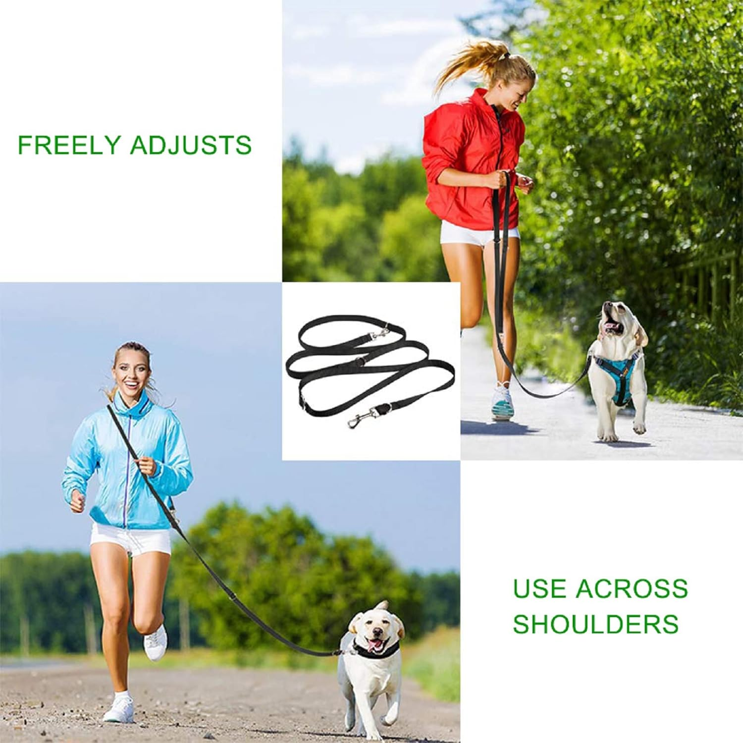 Dog Training Double Ended Leads : 2M Hands Free Adjustable Pet Training Leash for Running Walking - Retractable Multifunctional Strong Nylon Puppy Lead Rope for Small Medium Dogs image number 5