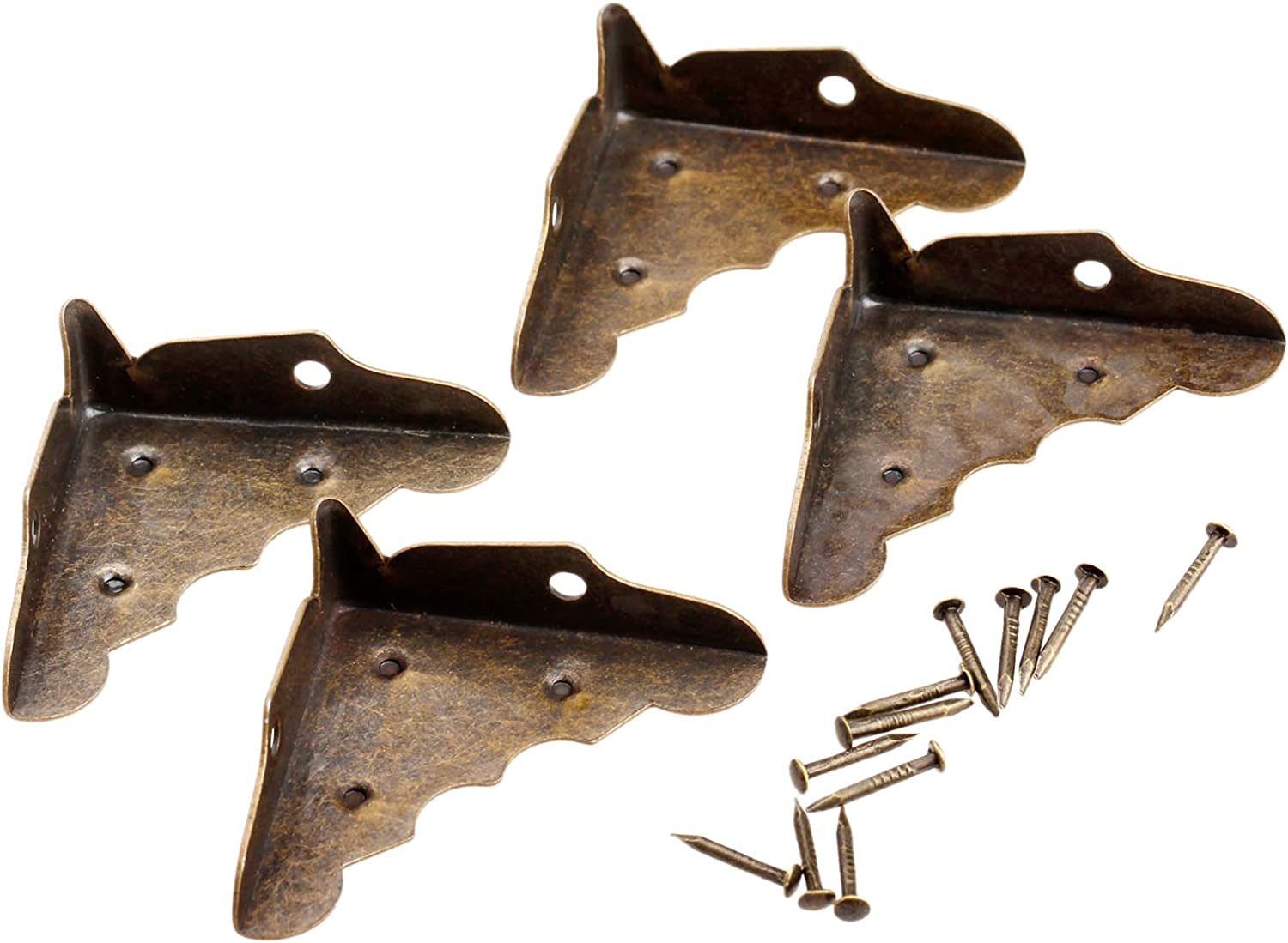 Dophee 16PCS Vintage Box Coner Protector, Antique Brass Jewelry Box Chest Metal Corner Protector Guard Edge Cover-1.26"X1.26"X0.43" image number 5