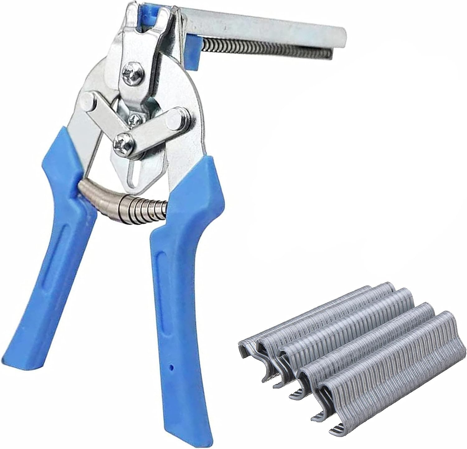 WOMOUR Type M Nail Ring Pliers - Hog Ring Chicken Duck Goose Dog Cat Rabbit Kit Clamp with Nail Groove for Animal Cages/Wire Fencing, Repair Hand Tools with 600 Pcs Galvanized Steel Rings