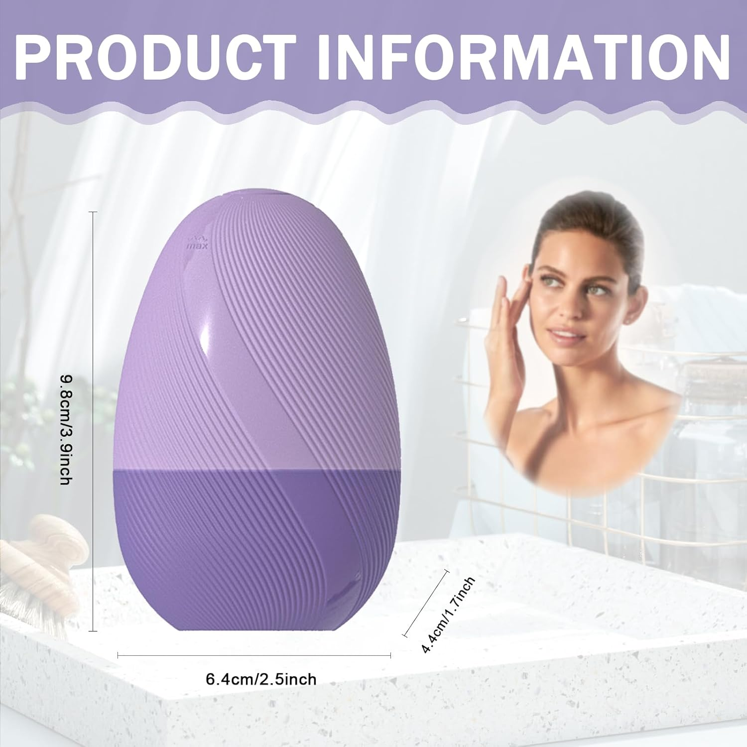 Jotia 1 Pack Ice Cube Roller Massager for Face, Silicone Ice Face Roller Ice Mold for Face and Eyes, Brighten Skin Enhancing Natural Glow (Purple) image number 4