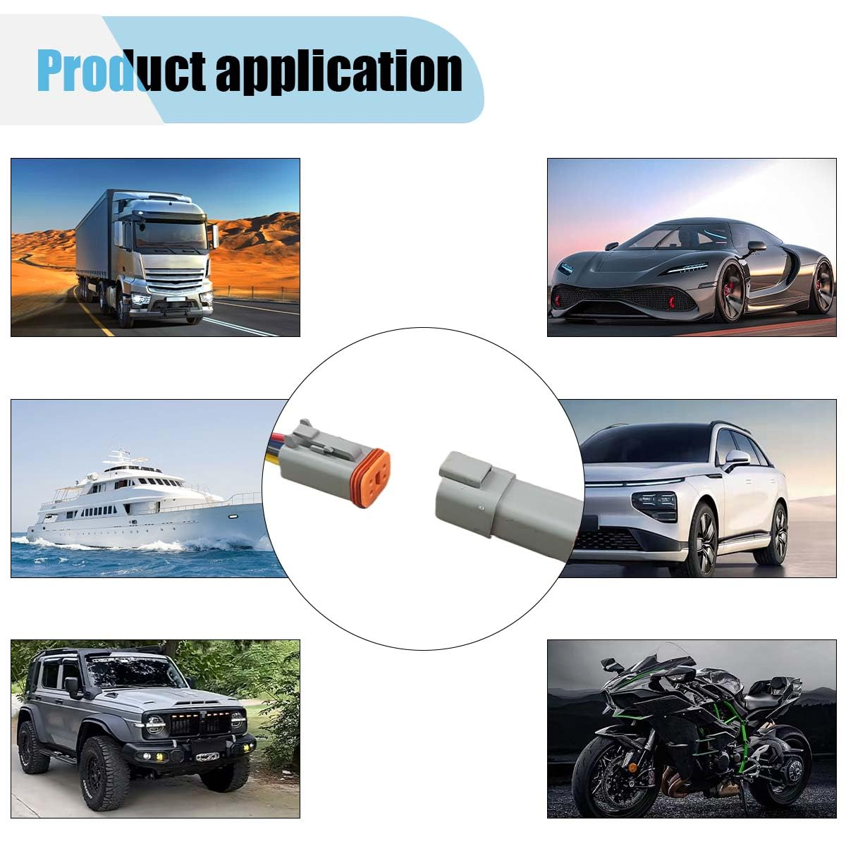 4 Pin Deutsch Car Waterproof Electrical Connector with 17AWG Cable Wire, 4 Way Automotive Male and Female Plug Wiring Harness, 4 Wire DT Pigtail for Cars, Boats, Trucks image number 3