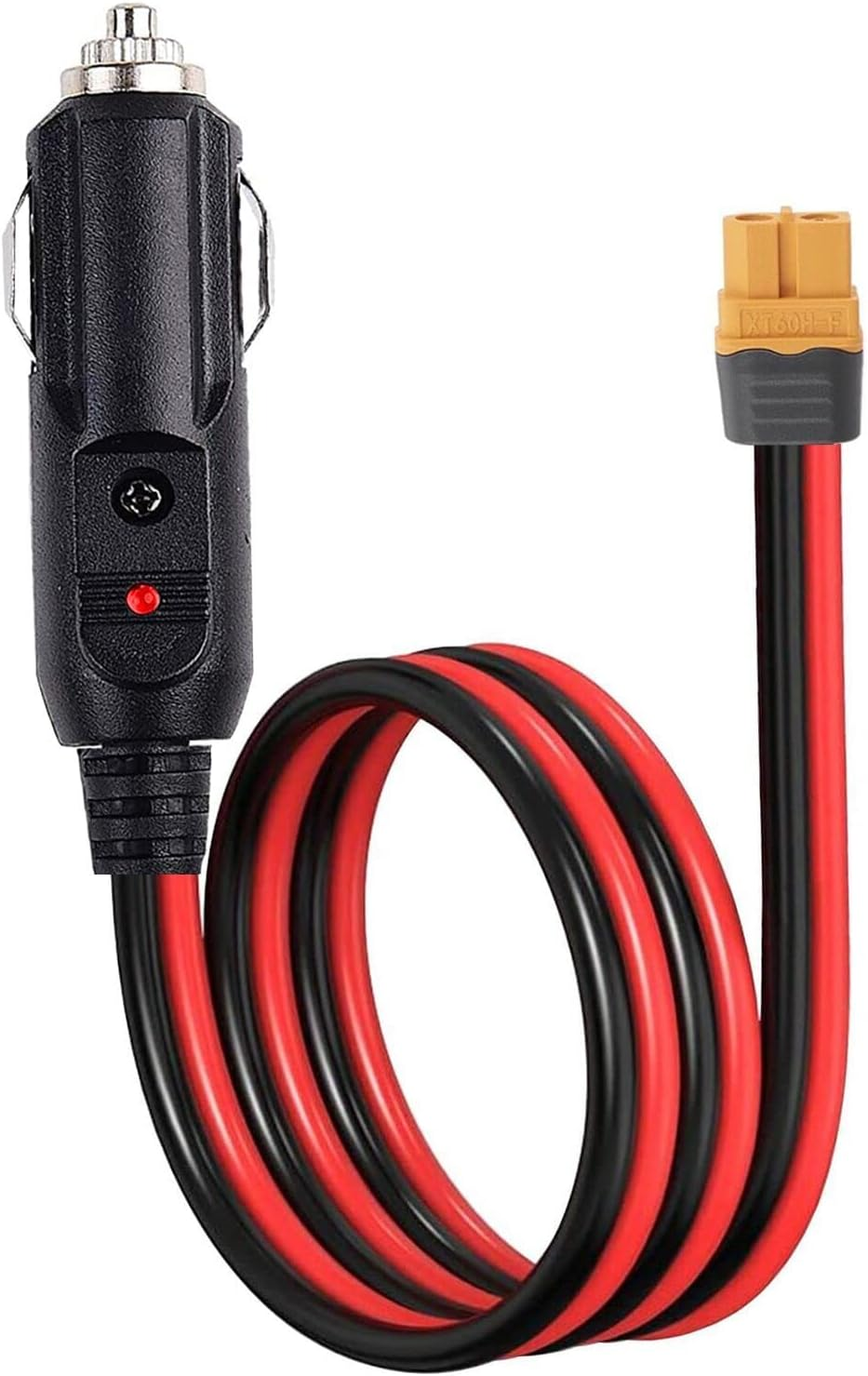 XT60 to Car Cigarette Lighter Plug Cigarette Lighter 12AWG XT60 Adapter Cable 12V Cigarette Lighter Plug to XT60 Quick Release Adapter Extension Charging Cable with Fuse and LED Light (3FT) image number 3