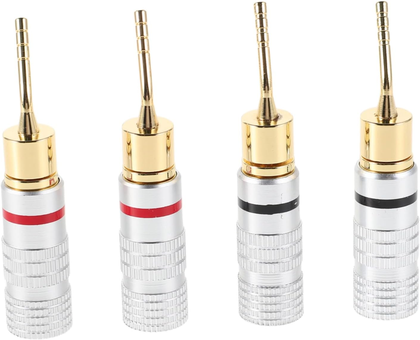 OKUMEYR 4Pcs Screw Type Banana Plugs Speaker Cable Connectors with Terminals Colorcoded Black for Polarity Identification Audio Wire Accessories for Hifi Amplifiers and Home Theater image number 2