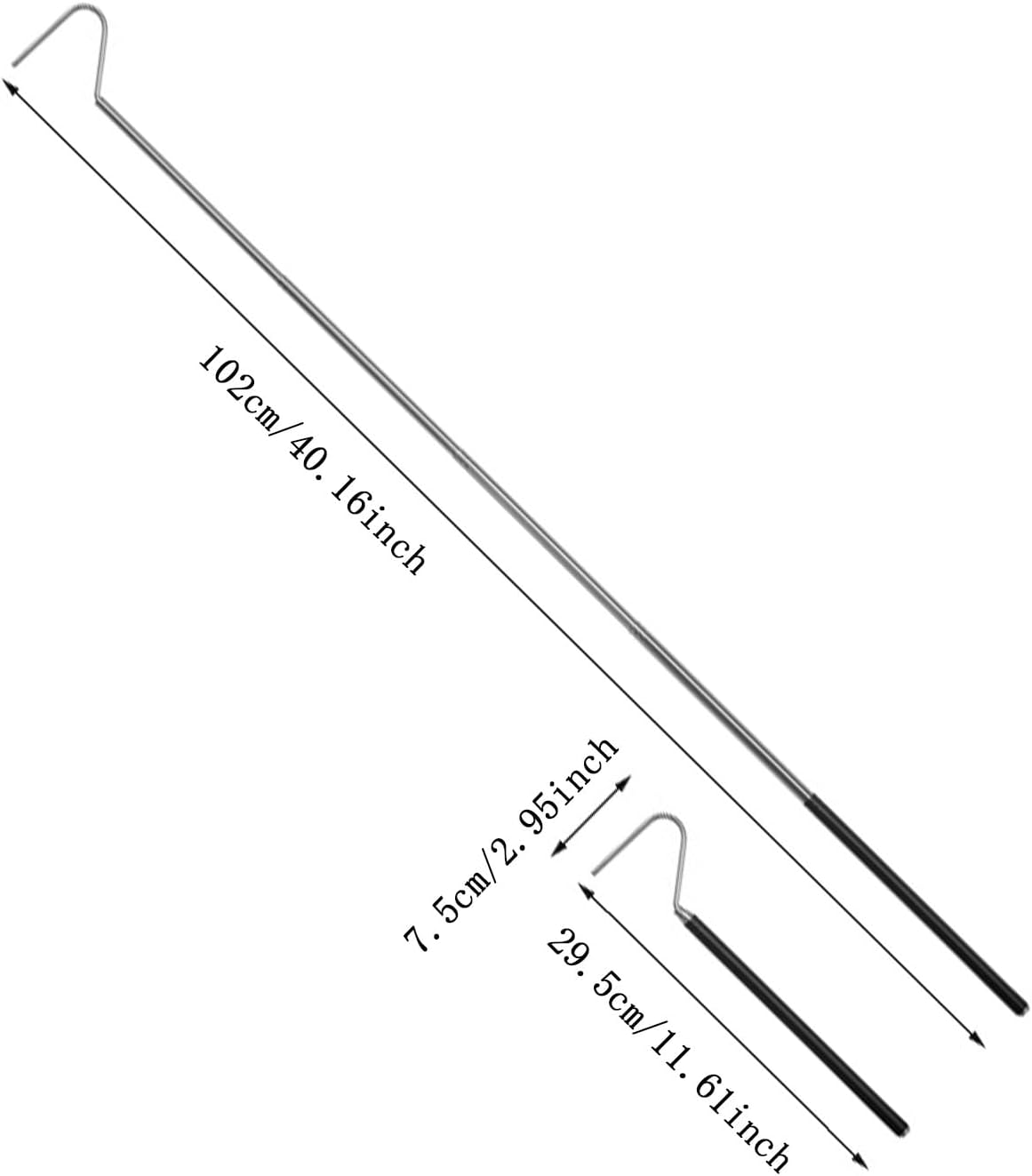 Shengsenfu Adjustable Stainless Steel Snake Hook, Extensible Snake Hook, Retractable Reptile Hook, Pick-Up Handling Tool, Extensible Grappling Hook, Pet Snake Accessories, Pool Skimmer Basket Hook image number 3