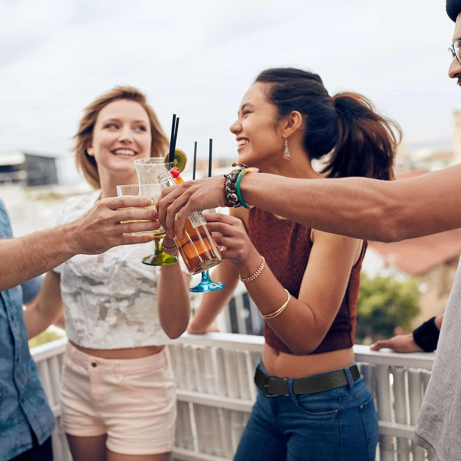 Geyoga Studded Belt Metal Punk Rock Rivet Belt Punk Leather Belt Threads Studded Goth Belt with Pyramid Studs for Women Men