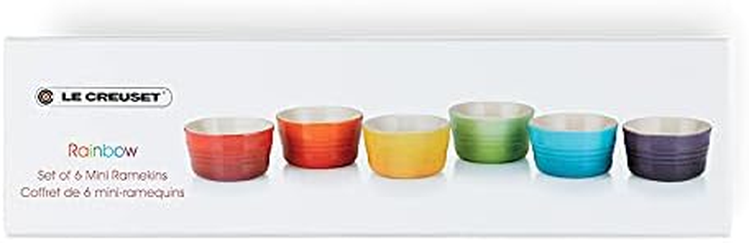 Le Creuset Set of 6 Mini Rainbow Ramekin, Stoneware,Rainbow, 100 Ml