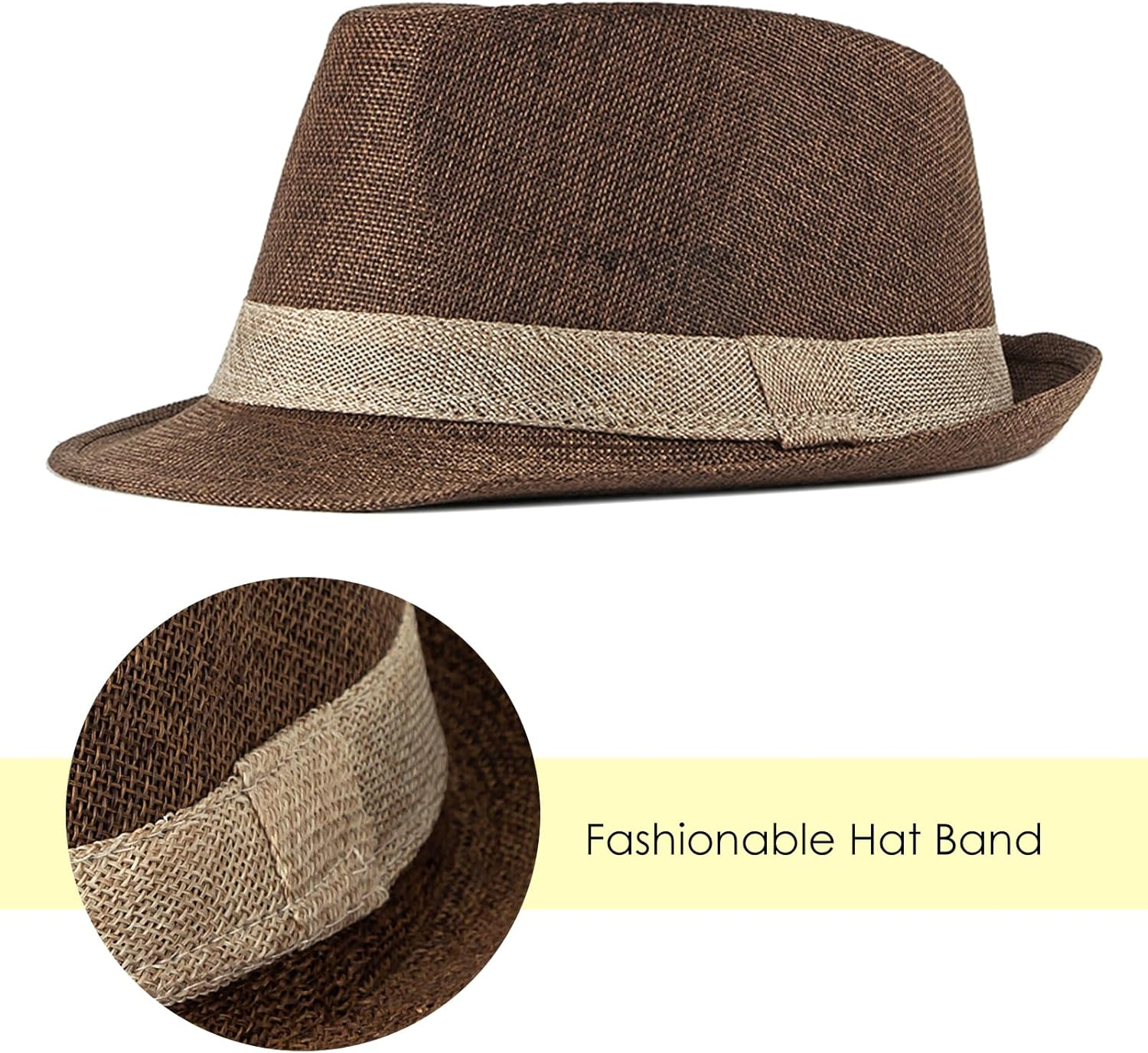 Lisianthus Fedora Hat for Men Panama Trilby Hat Short Brim Summer Sun Hat image number 1