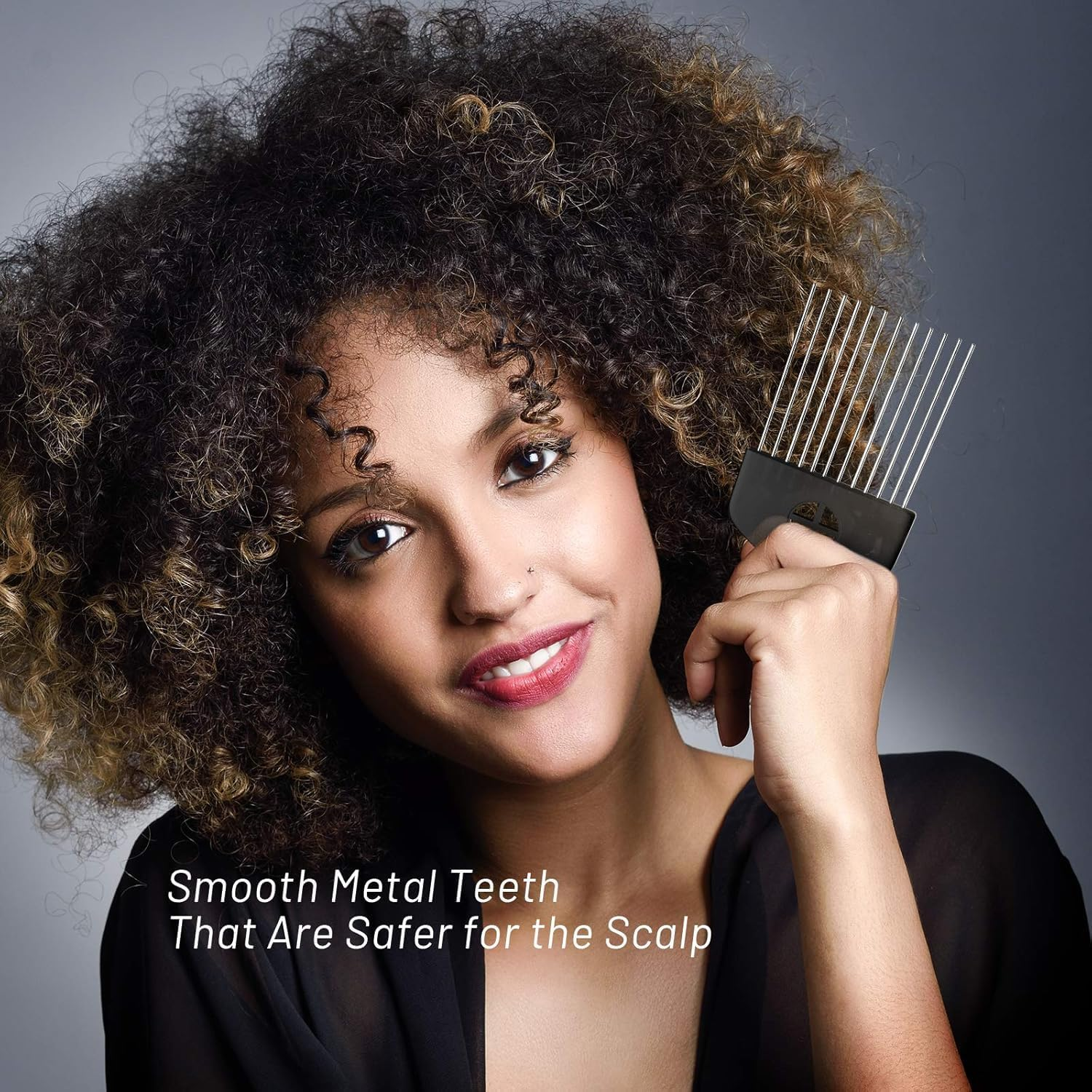 Metal Afro Hair Comb Hair Pick Comb, 2Pcs Metal Afro Hair Pick Combs,Metal Afro Comb African Pick Comb,Afro Comb Metal Pick Comb,Metal Hair Pick Comb,Afro Hair Comb Metal Curling Comb Hair Picks Comb image number 2