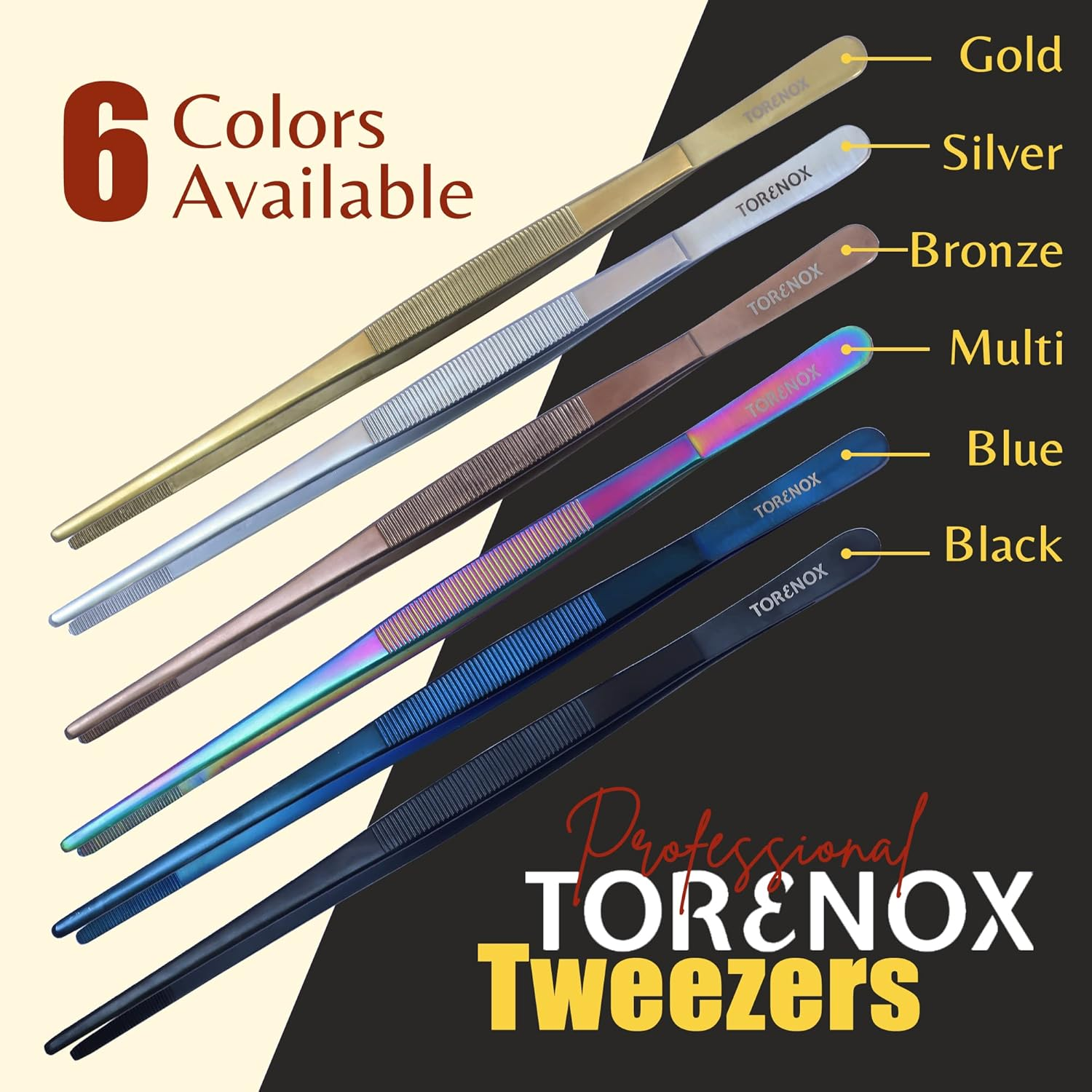 Kitchen Tweezers 10 Inch Straight and 8 Inch Offset - Culinary Precision Tongs Professional Kitchen Long Tweezers Set of 2 Pieces - BBQ, Plating, Multi-Use image number 4