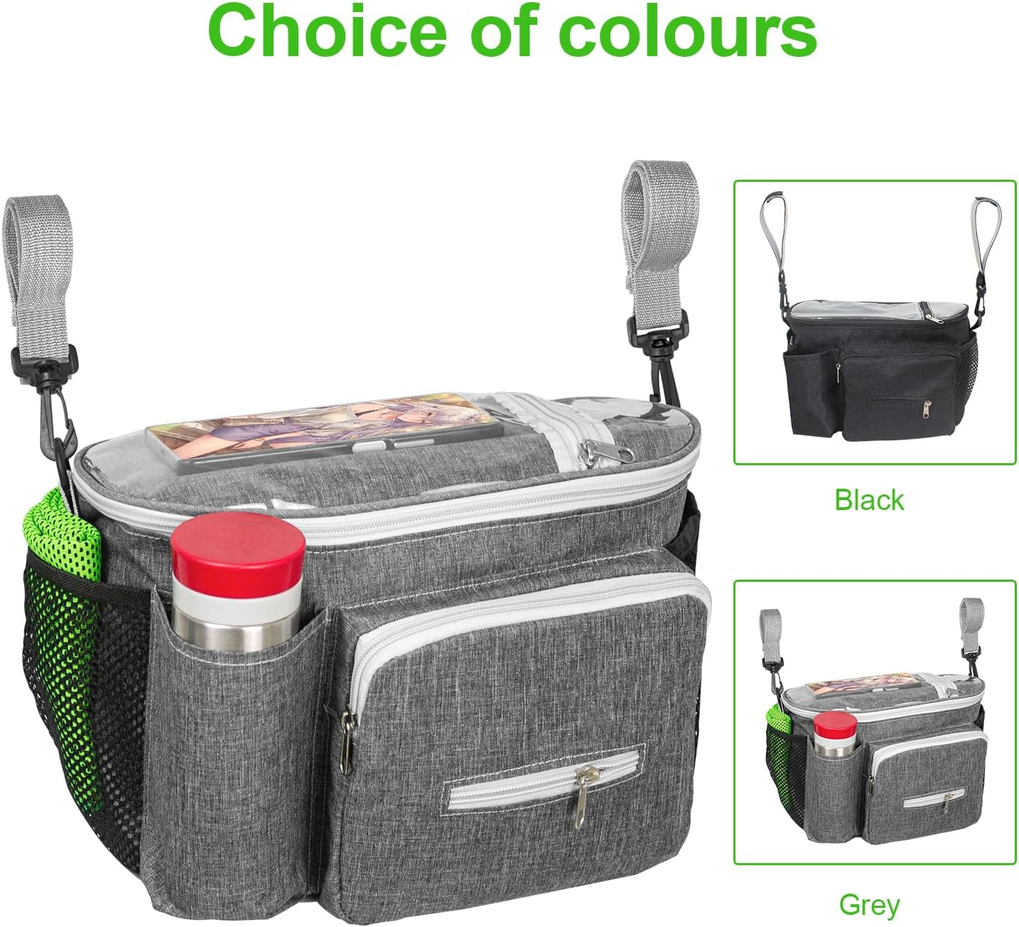 Wheelchair Accessories - Cup Holder Bag & Side Pouch - Black image number 6