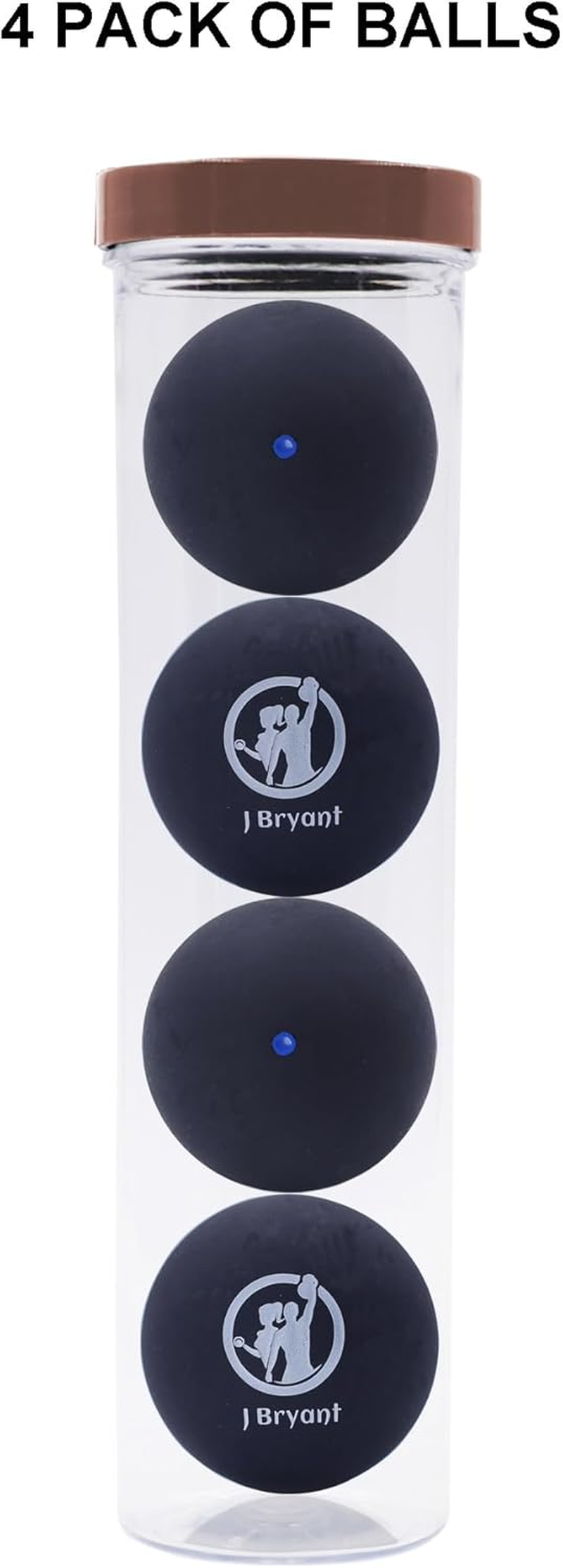 J Bryant Squash Balls 4 Pack, Single Blue Dot Rubber Squash Ball for Beginners and Kids Competition Training image number 3