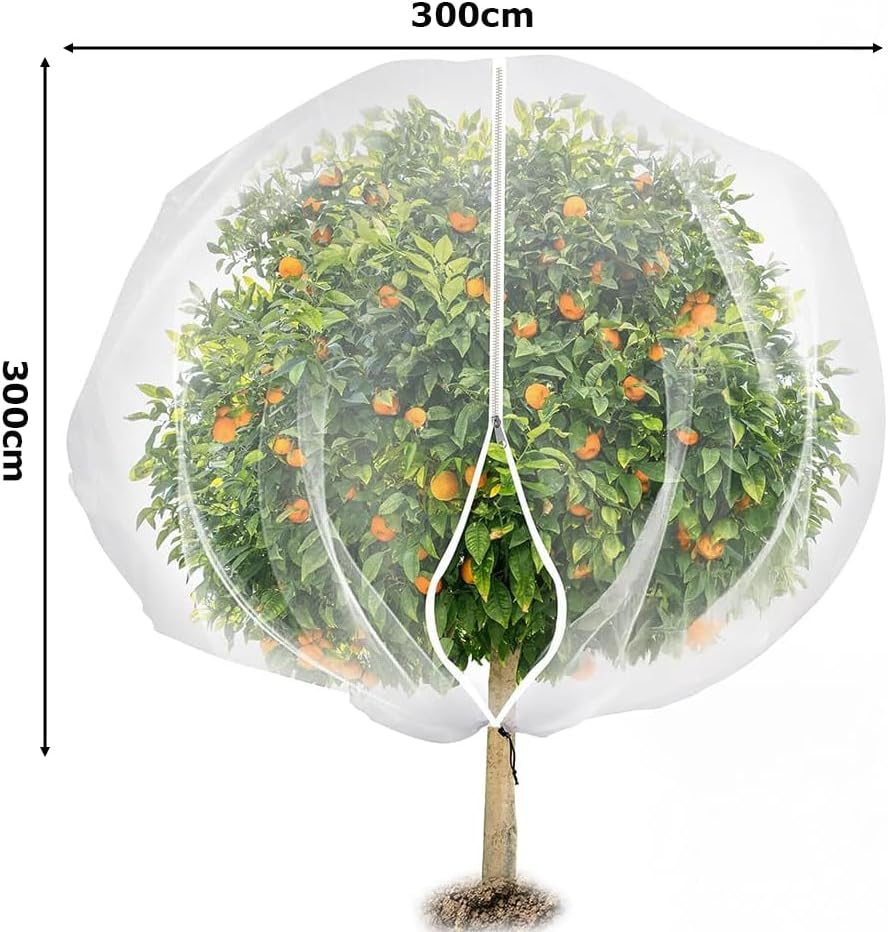 Large Fruits Tree Netting, Breathable Fruit Tree Netting Cover &ndash; Upgraded Zipper & Drawstring for Pest & Bird Protection, Frost-Resistant Plant Cover for Vineyards, Citrus Groves, and Home Gardens image number 4