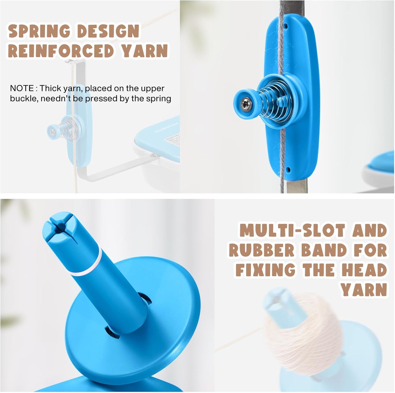 MIAOKE Yarn Winder for Knitting, Yarn Winder, Easy to Install and Use, Heavy Duty, Wire Winder with Metal Handle, Practical Yarn Table Ball Winder, Wool-Blue image number 6