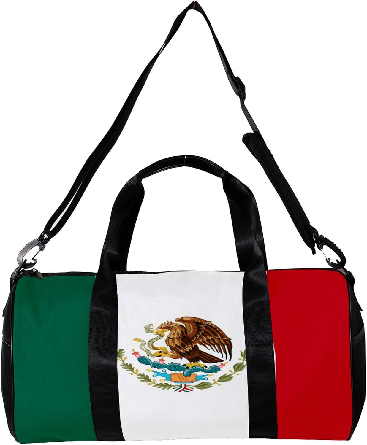 Round Gym Sports Duffel Bag with Detachable Shoulder Strap Mexican Flag Training Handbag Overnight Bag for Women and Men image number 1