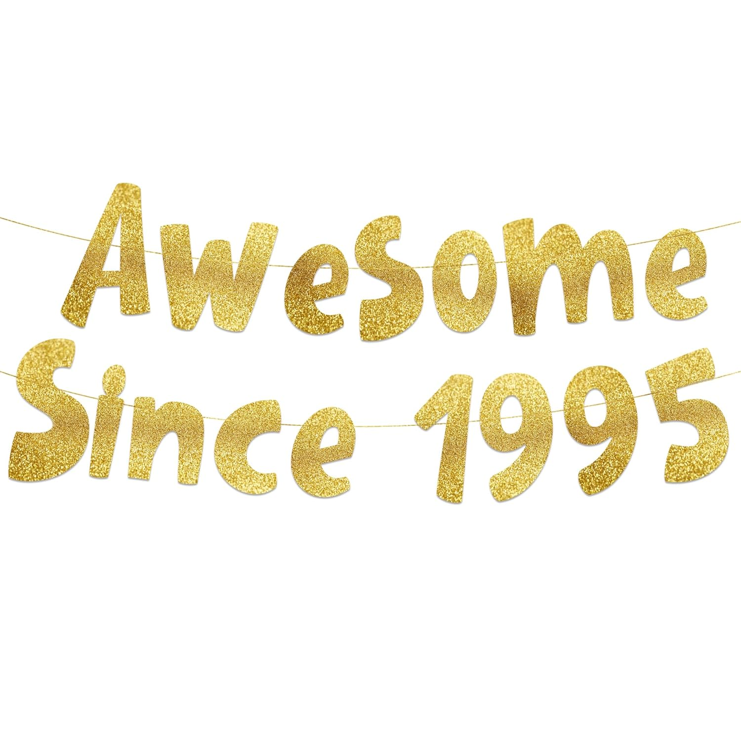 Awesome since 1995 Gold Glitter Banner - 30Th Birthday and Anniversary Party Decorations