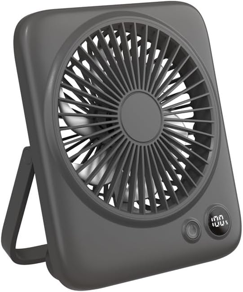 Portable Desk Fan with Digital Display - Quiet Desktop Fan 4-Speed Adjustable Airflow, 4000Mah Rechargeable USB Fans, Type-C Charging Port, Ideal for Home, Office, Travel and RV, Black image number 3