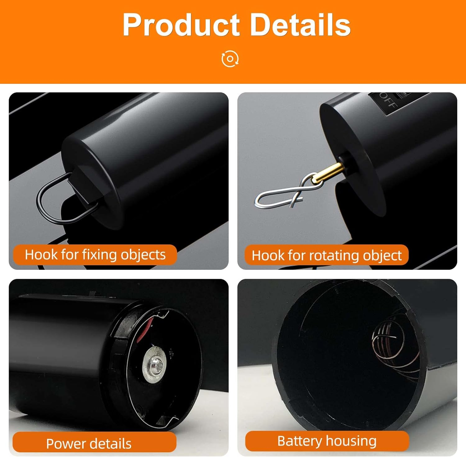 2 Pack Wind Spinner Motor Hanging Display Motor Battery Operated 20 RPM Rotating Motor Multi-Purposes for Wind Spinner Mobile Yard Decor Hanging Ornament Outdoor Sculptures-Medium Speed (2 Pcs Black) image number 1