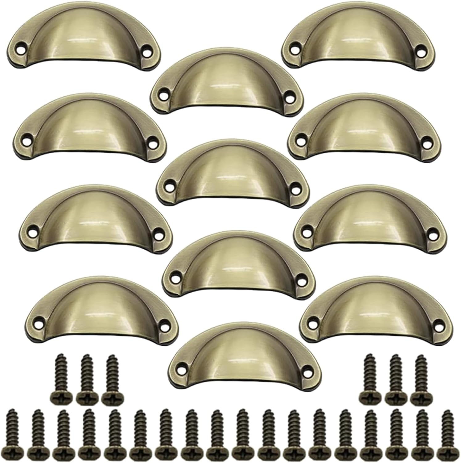 Fokmuaex 12Pcs Semi-Circular Hampton Style Shell-Designed Drawer Knobs - Easy to Install Furniture Hardware for Cabinets, Drawer Pulls & DIY Replacement Accessories image number 2