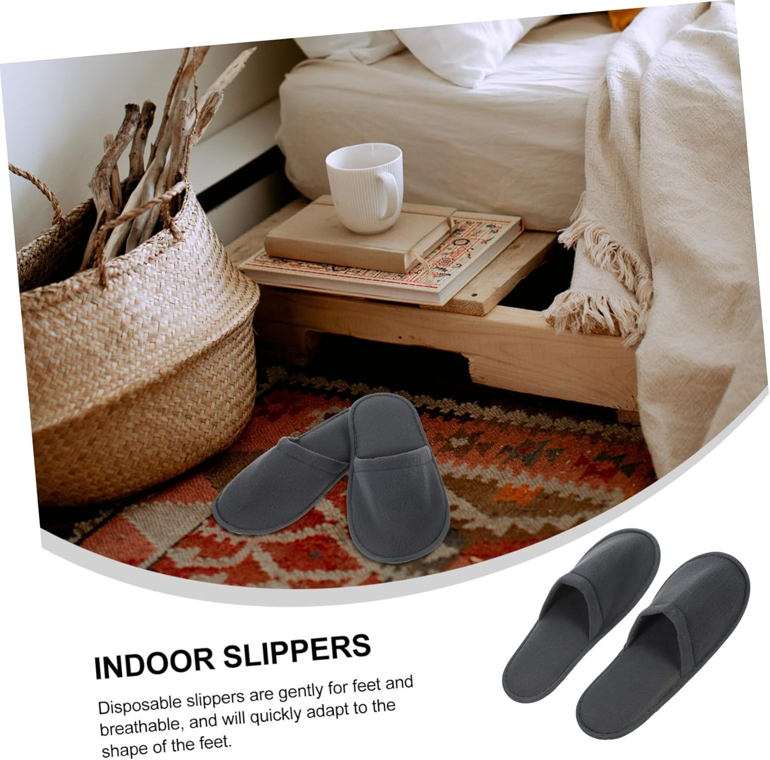 Healvian 6Pairs Thickened Slippers for Hospitalization Comfortable Disposable Guest Slippers image number 4