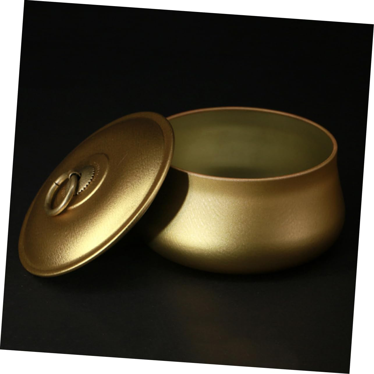 Hoement 2Pcs Mini Portable Iron Tea Storage Jar Sealed round Box for Tea for Home Use Compact Design for Easy Carrying and Storage Golden image number 4