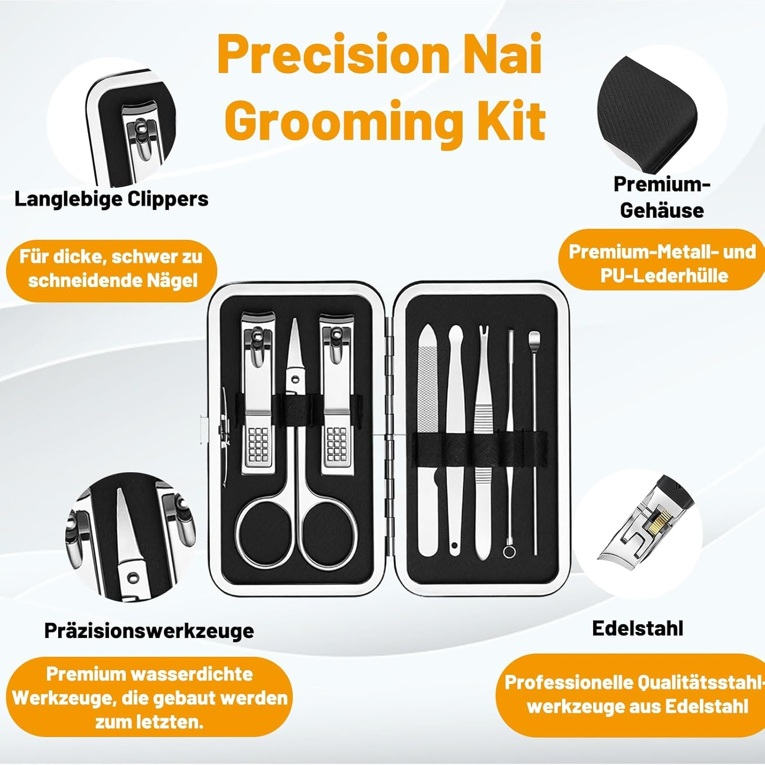 Solymody Nail Expert Nail Set, 9-Piece Manicure Set with Nail Clippers Set, Nail Care Set for Men and Women, Includes 8 Black Nail Scissors and 1 Lockable Nail Clippers image number 2