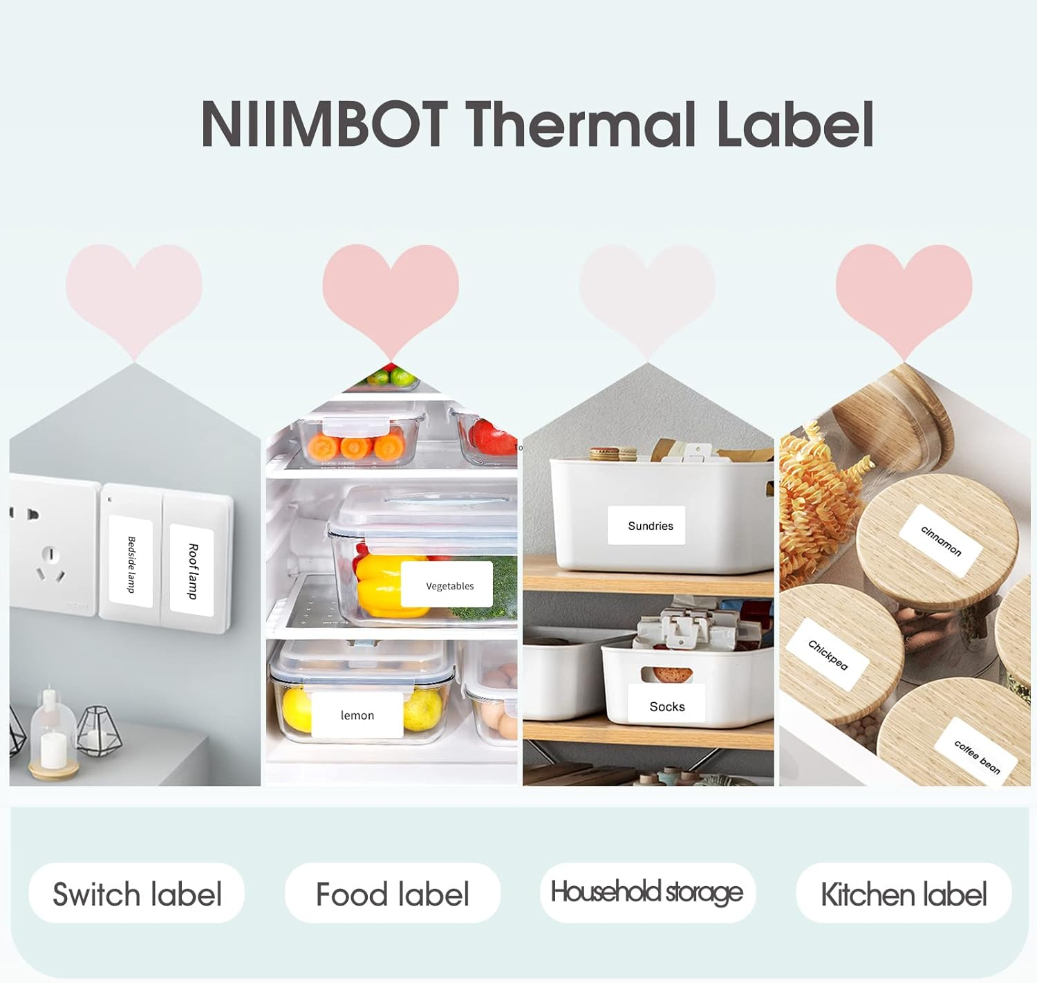NIIMBOT D101 Labels, 1'' X 2'' (25X50Mm) Thermal Sticker Label, Waterproof, Oil-Proof and Tear-Proof Thermal Label Paper for NIIMBOT D101 Label Printer, 1 Roll of 130 Papers(White) image number 3