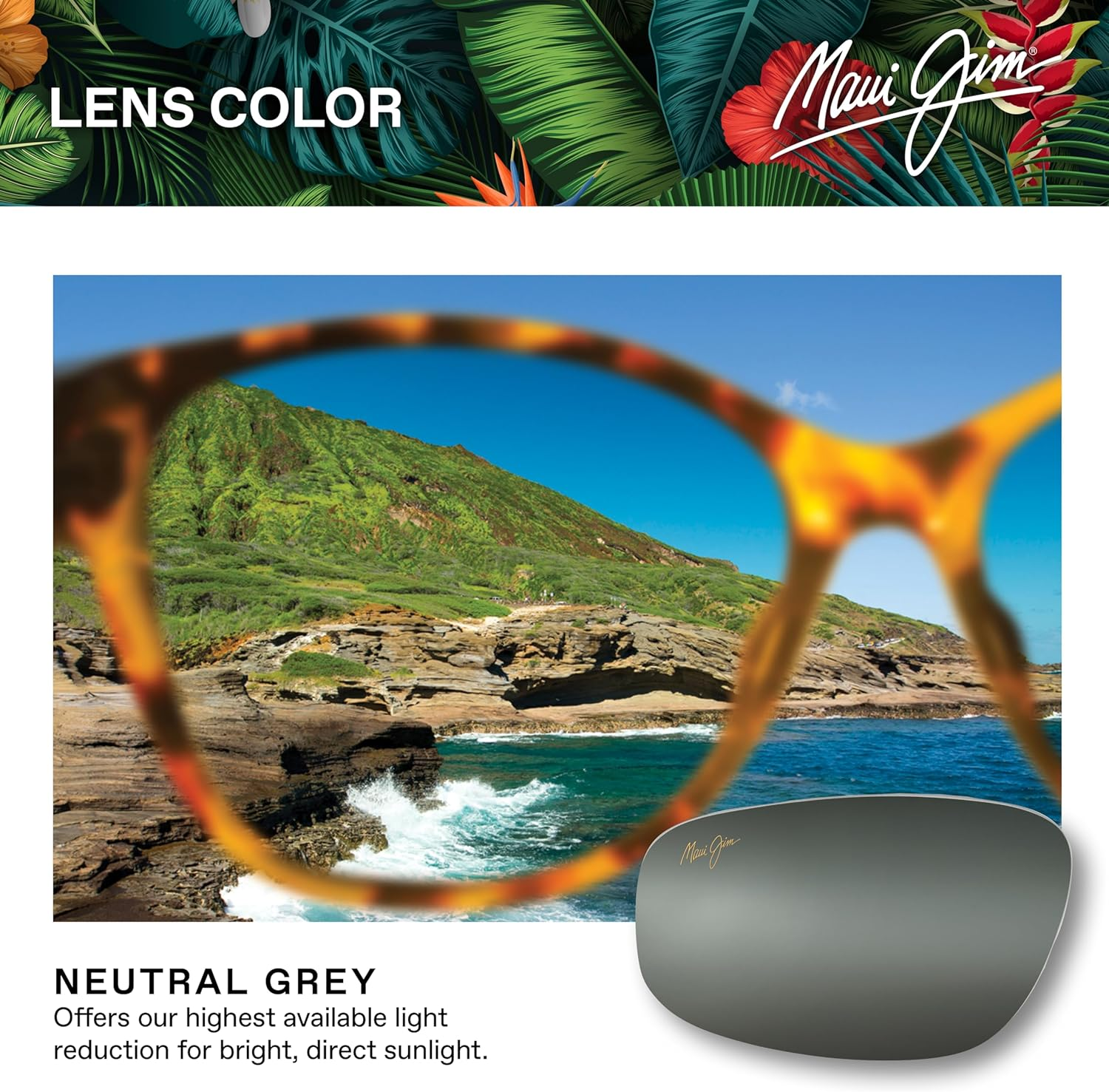 Maui Jim Unisex Keokea Polarised Sunglasses - Black Grey/Neutral Grey image number 4