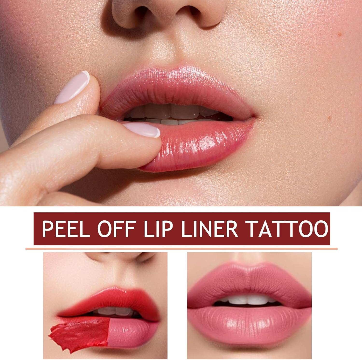 3 Color Peel off Lip Stain Kit Waterproof Matte Lip Tint with Non Stick Cup Technology Long-Lasting Transfer Proof Lip Liner Highly Pigmented Lip Gloss for Women image number 2