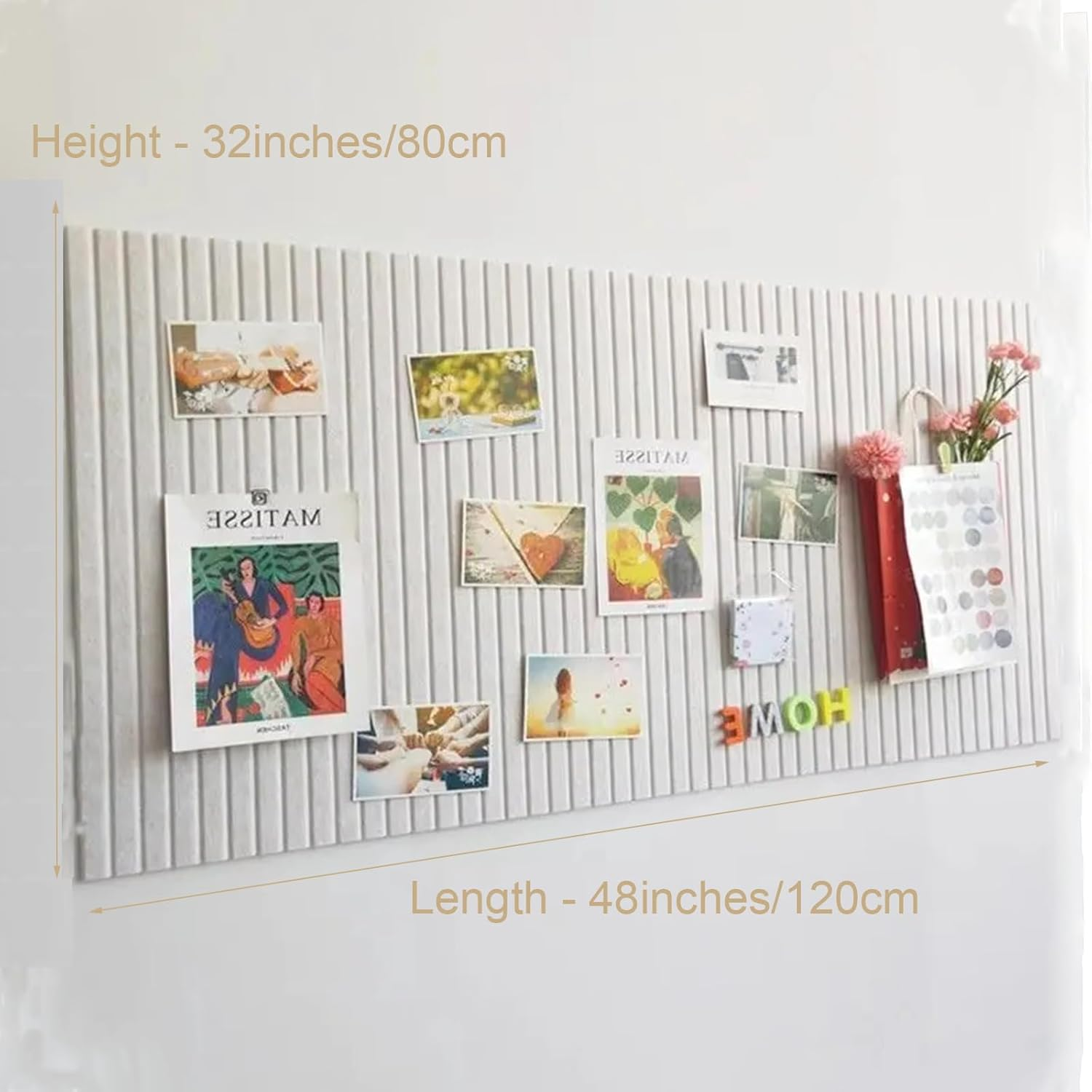 Bulletin Board, Decorative Felt Pin Board, Thick Foldable Photo Display Board with Self-Adhesive Tape, Vision Board for School Home Kitchen Office Walls (Beige, 120 * 80Cm) image number 4