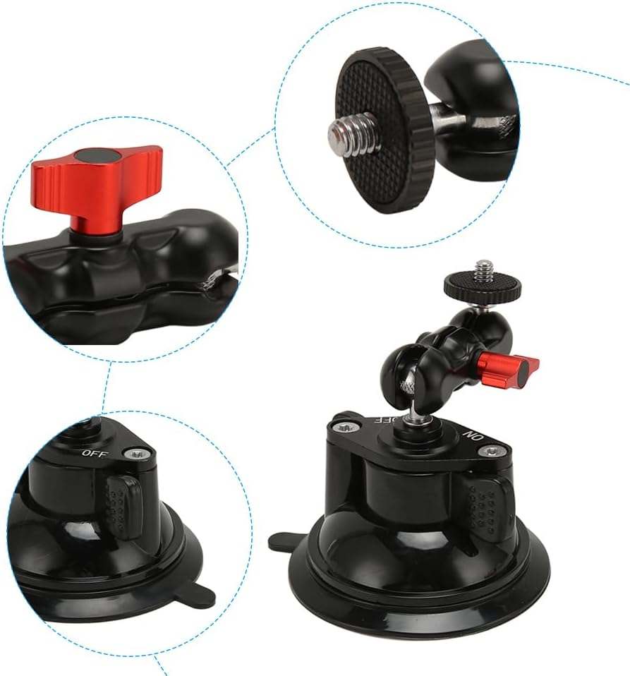 Camera Suction Cup Mount Ball Head Magic Arm Windshield Dashboard Action Holder Mounting Holes Cameras Boat Window Compatible Mount image number 1