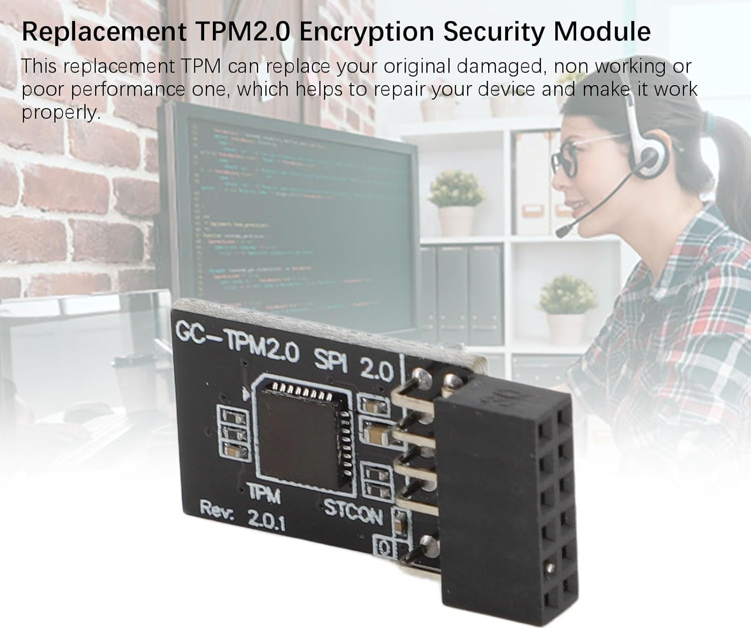 TPM2.0 Security Module 12Pin, 2.54Mm Pitch, 2X6P, Compatible with Various DDR4 Memory Type Motherboards, Suitable for Win11 System image number 1