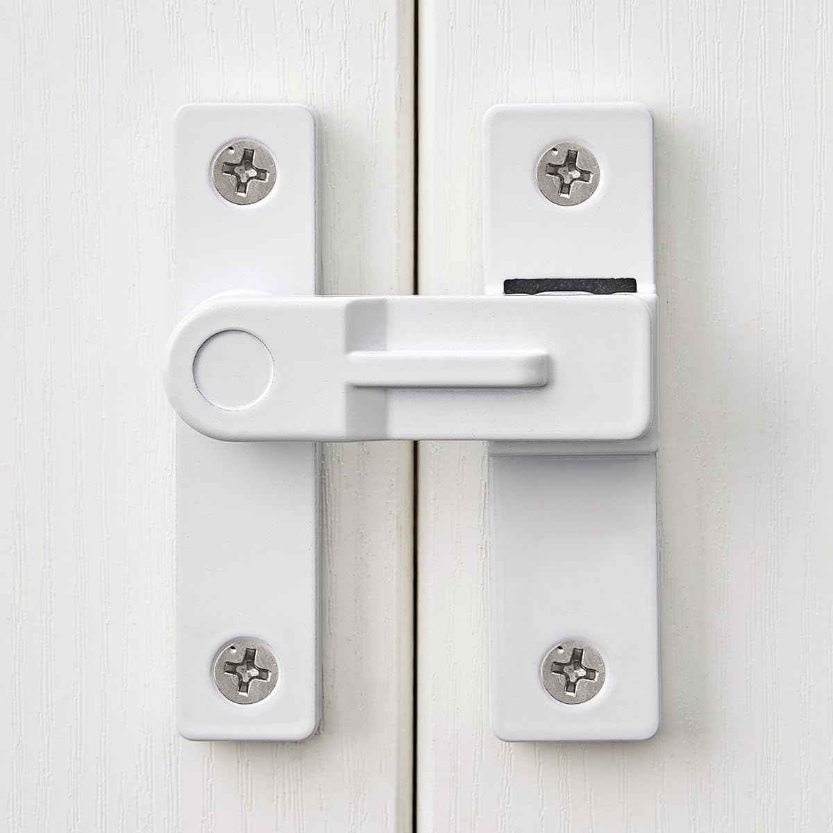 INIRET 180 Degree Flip Latch, Barn Door Latches，White Zinc Alloy Barn Gate Flip Door Latch,Sliding Door Antique Lock Gate Latches Wine Cabinet Closet Door Latches，White Finish image number 5