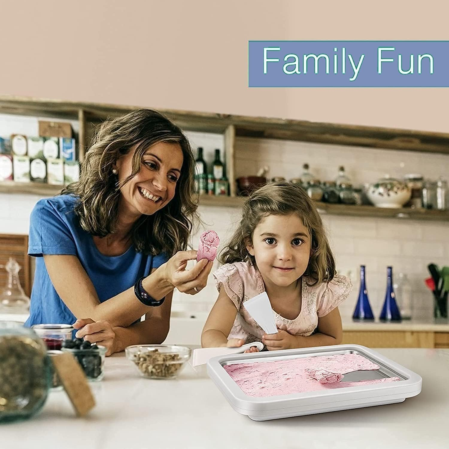 Instant Ice Cream Roll Maker(21.5X26.5Cm) Ice Cream Machine, Sweet Spot Pan, Instant Cold Plate, Ideal for Making Rolled Ice Cream Soft Serve Slushies Frozen Yogurt Sorbet and Gelatod (Green, Large)