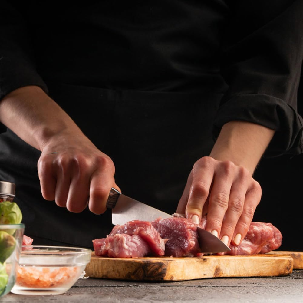 Chef Knife Starter 8 Inch Full Tang Super Sharp Chef'S Knife Home Cook Kitchen Knife Premium Carbon Stainless Steel Universal Knife with Ergonomic Wooden Handle in Gift Box image number 6