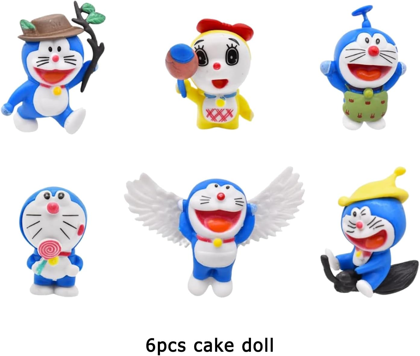 Doraemon Birthday Decoration - 6Pcs Figures, Cake Toppers, Table, Living Room, Car & Room Decor, Blue, Unisex, Age 3+ image number 3