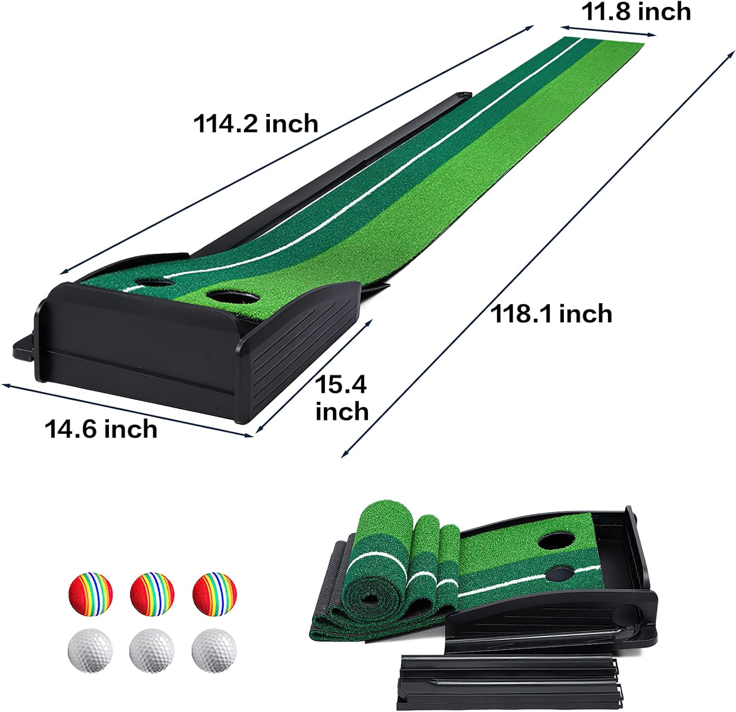 Qutumill Putting Green Golf Putting Mat for Indoor, Putting Matt with Auto Ball Return, Mini Golf Set Golf Accessories for Men, Indoors Golf Matt image number 1