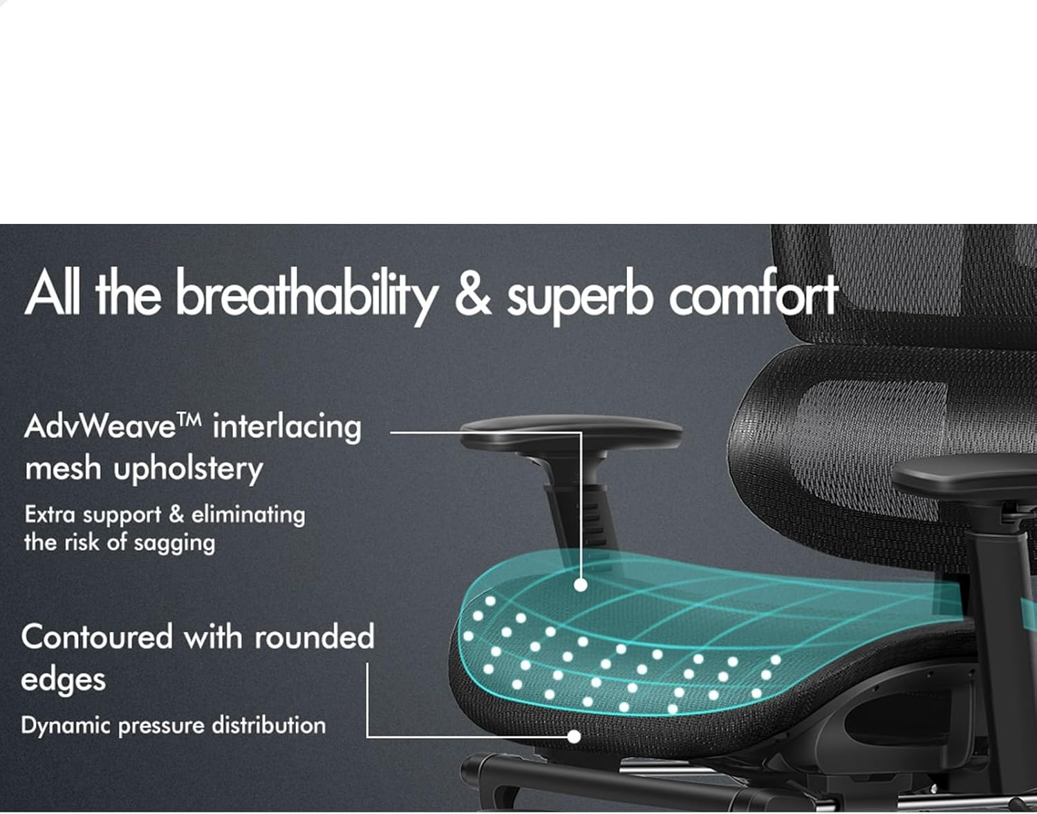 ALFORDSON Ergonomic Mesh Office Chair with 3D Armrest, Recline & Tilt Executive Study Chair with Adaptive Lumbar Support, Computer Gaming Desk Chair with Adjustable Headrest & Footrest, Black image number 2