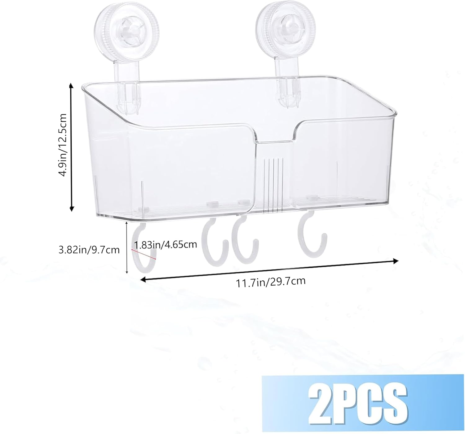 2-Pack Clear Bath Toy Organizer | Large Bathtub Storage Holder with Suction Cup Hooks,Easily Access and Sort Bath Toys and Toiletries,Durable Design for Tidy Bathroom Fun image number 4