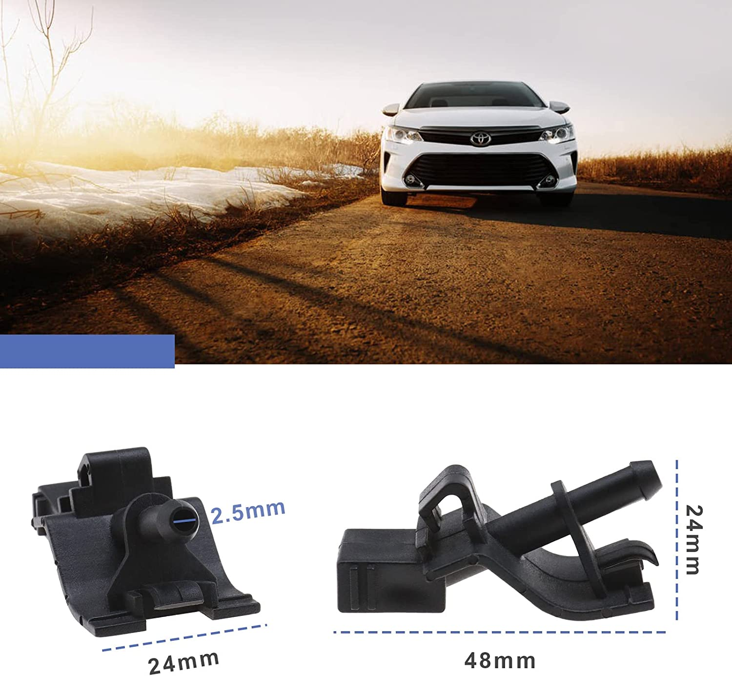 SING F LTD 4PCS Car Windshield Wiper Washer Nozzles 85381-30110 85381-12300 Windscreen Washer Wiper Spray Jet Compatible with Corolla/Altis XD RX350 AL10 image number 6