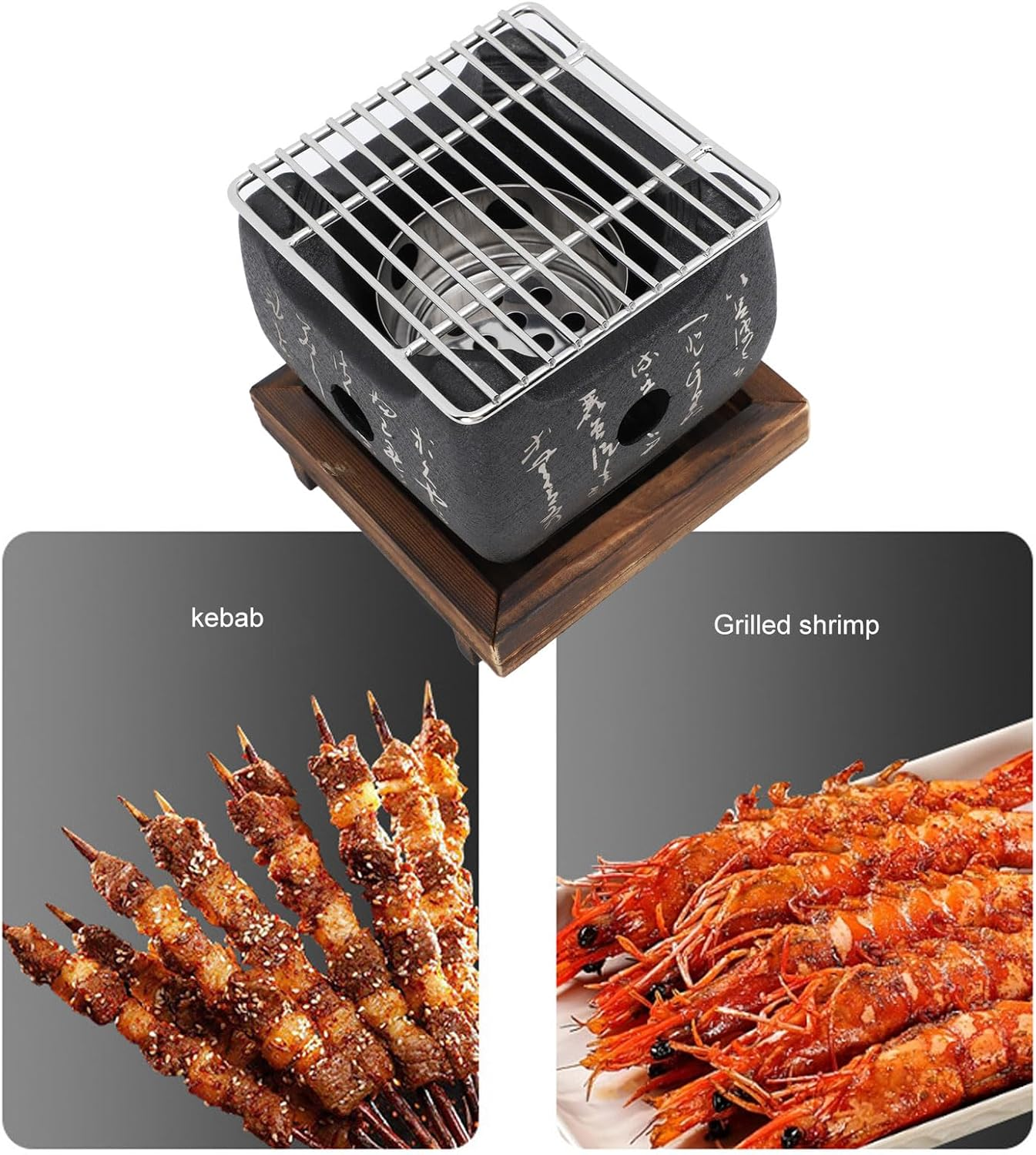 Mini BBQ Grill Japanese Style, Portable Barbecue Stove, BBQ Grill Food Charcoal Stove for Household Barbecue Tool, for Outdoor Cooking Camping (19.5X18Cm / 7.7X7.1In) image number 4
