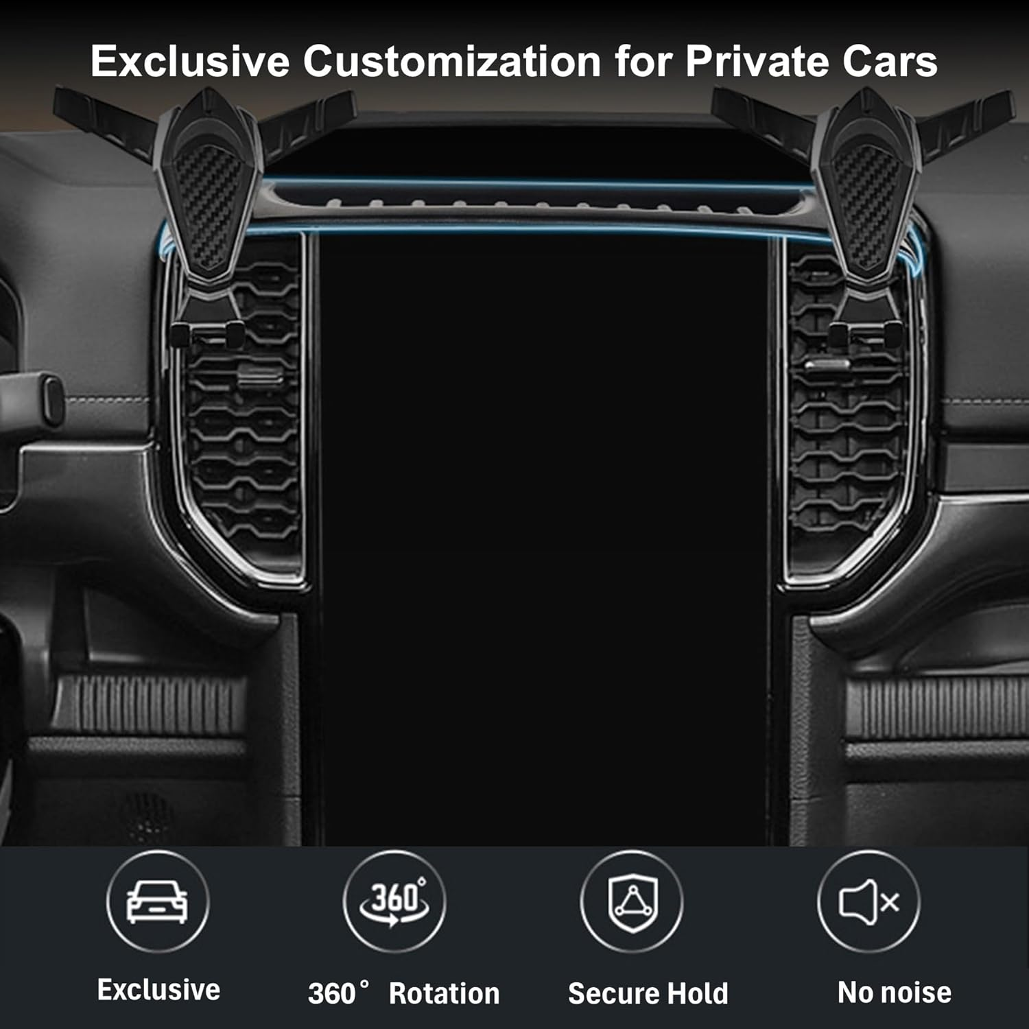 Car Phone Holder Compatible with Ford Ranger 2022 2023 2024, Navigation Bracket Screen Fixed Base, Screen Mount Mobile Phone Holder, Cell Phone Car Mount Phone Stabilizer, 360 Degree Rotation image number 3