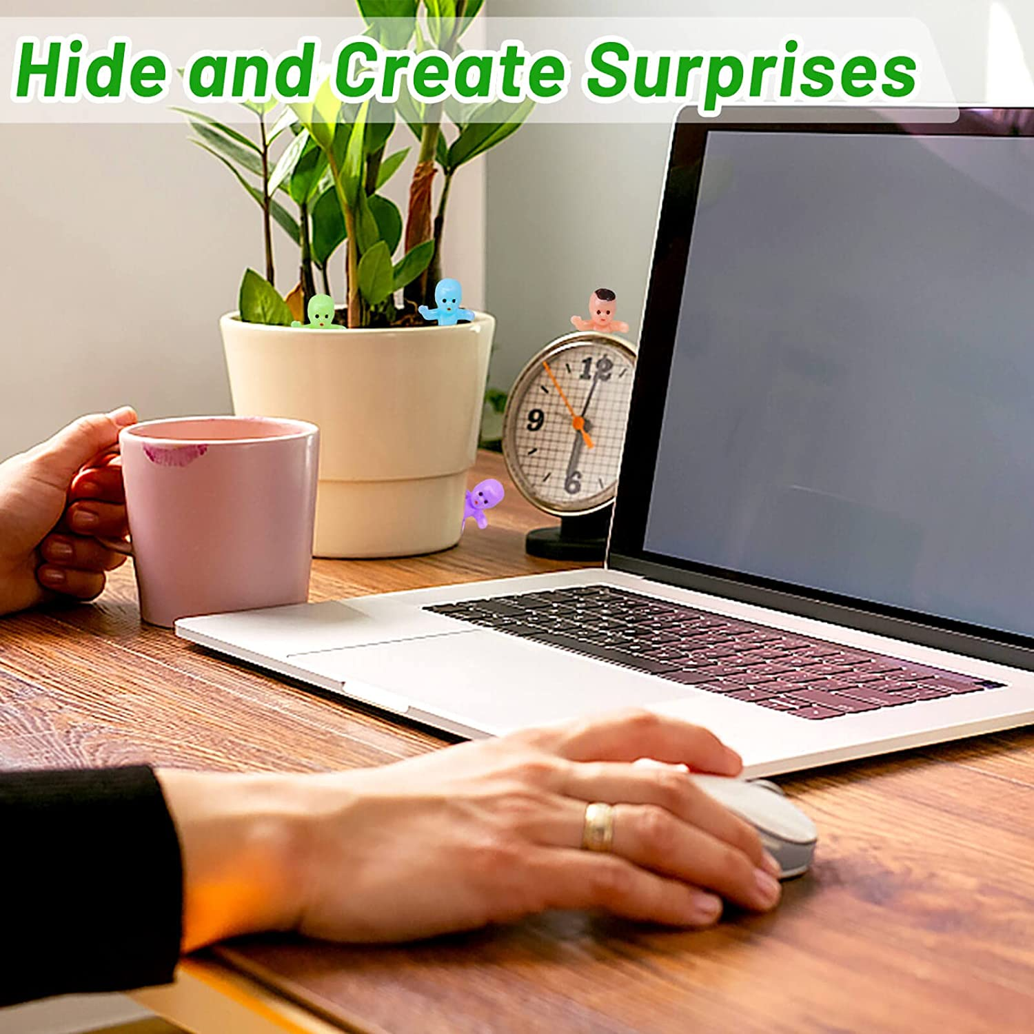 Mini Plastic Babies, Selizo 200Pcs Tiny Plastic Baby Figurines Small King Cake Babies Bulk for Ice Cube My Water Broke Baby Shower Games (10 Colors) image number 5