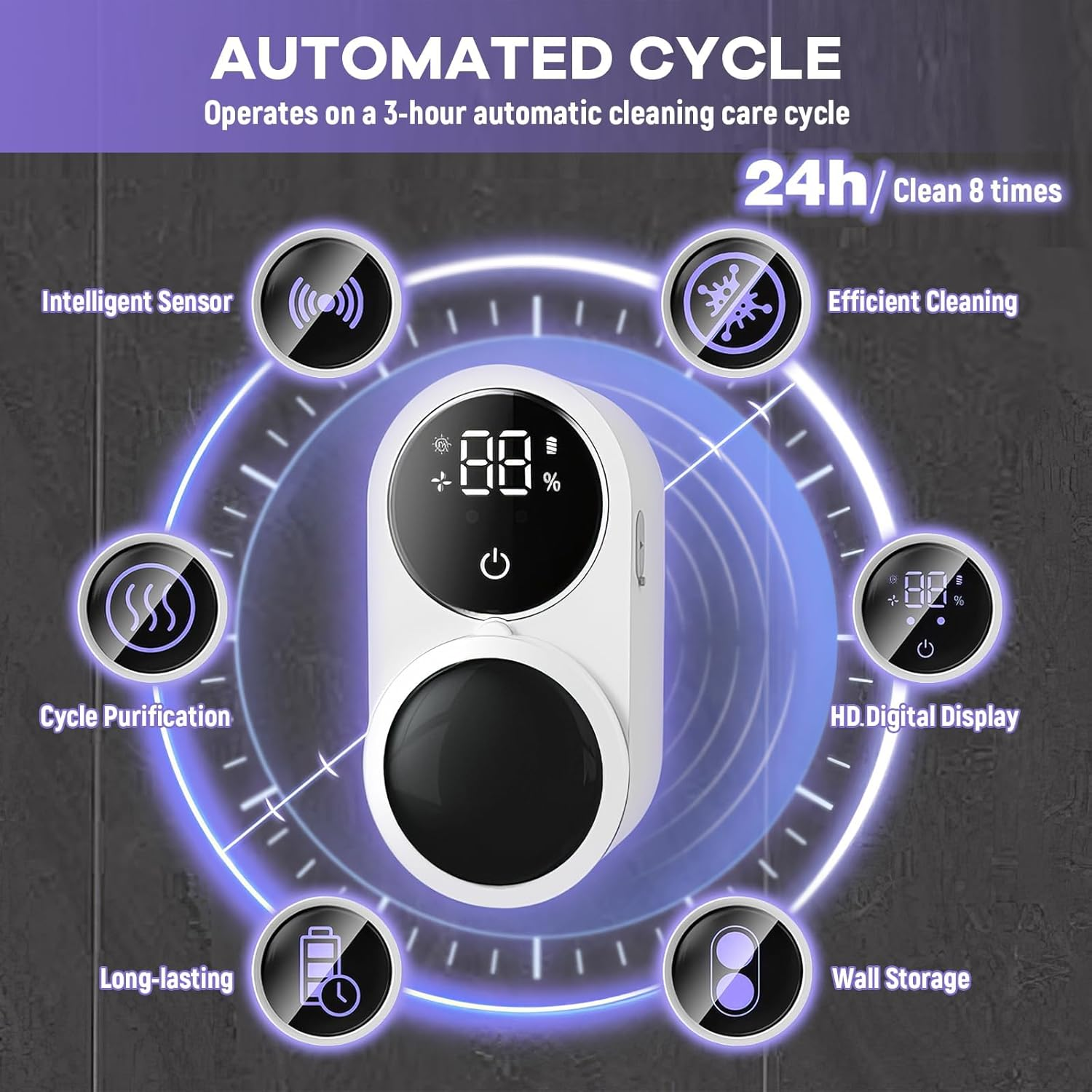 Wall-Mounted Toothbrush Holder with 2 Slots - No Drill Inductance Cleaner Case for Electric/Manual Toothbrushes,Bathroom Toothbrush Organizer with Waterproof & Space-Saving Design (White) image number 5
