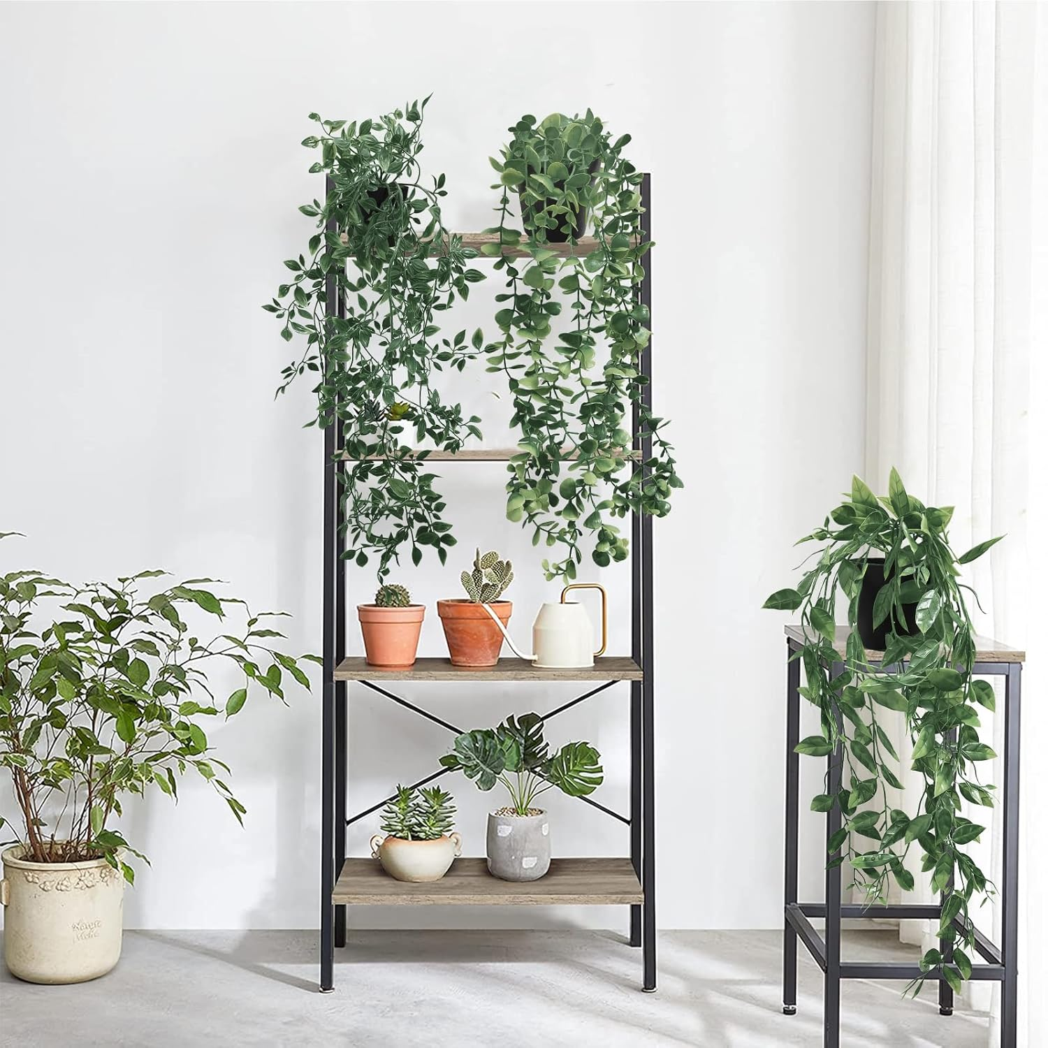 Artificial Plants 3Pcs Set, Hanging Plants Vines &ndash; Mandala Pea Eucalyptus Leaf Faux Plants for Office, Farmhouse, Home Decor, Indoor & Outdoor Wedding Decoration image number 4