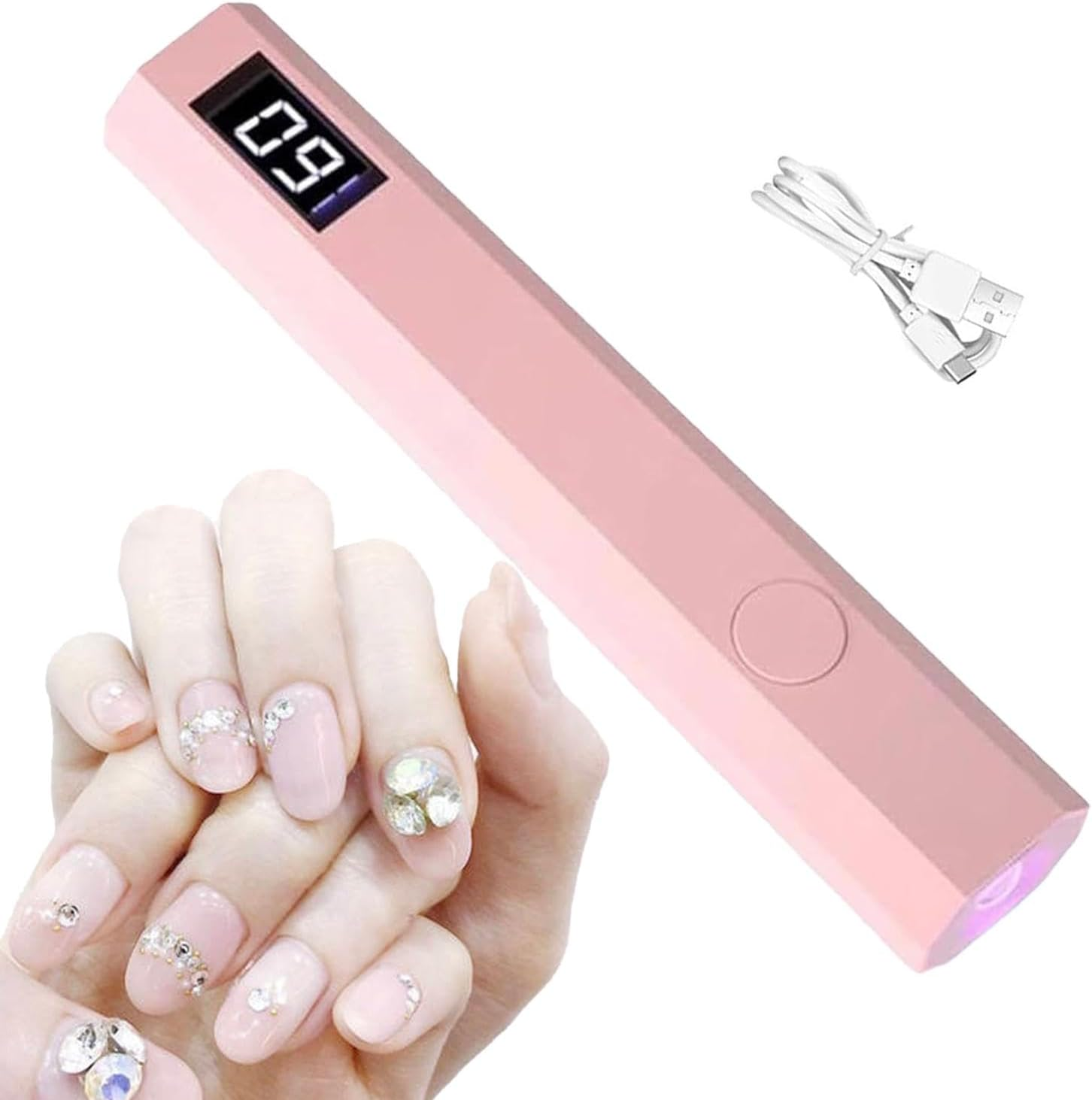Nail Lamp - Small Nail Lamp, UV Light for Gel Nails | U V LED Hand Held Nail Lamp with Stand, Portable Nail Dryer USB Rechargeable Cordless Nail Light with 2 Timers