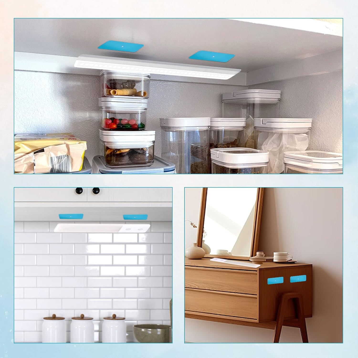 Gosknor 6Pcs Metal Self Adhesive Strips for Magnetic under Cabinet Lights, Metal Self Adhesive Plate Replacement Magnet Sticky Tape for Magnetic LED Lights & under Counter Lights image number 4